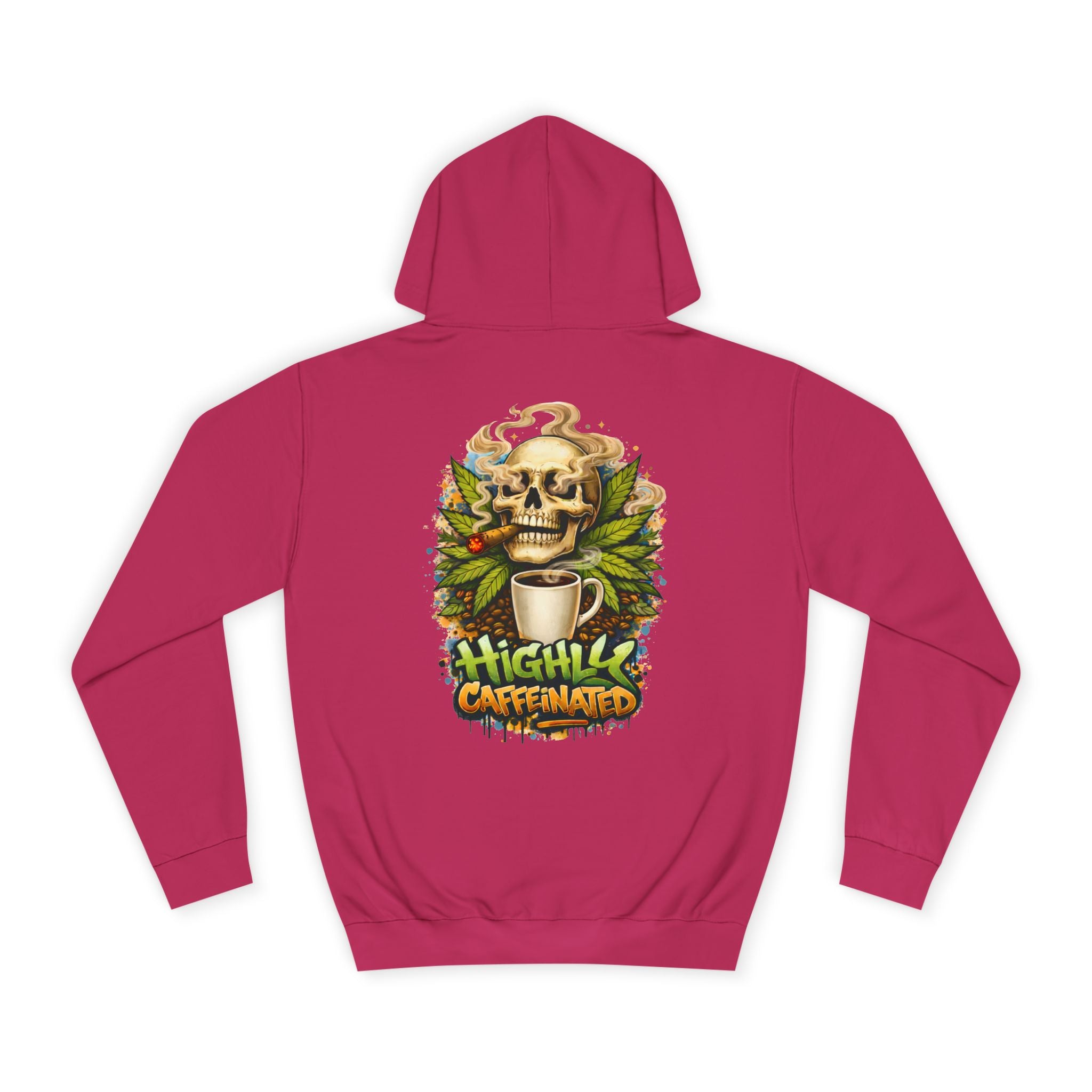 Highly Caffeinated Hoodie – Skull & Coffee Graphic College Pullover