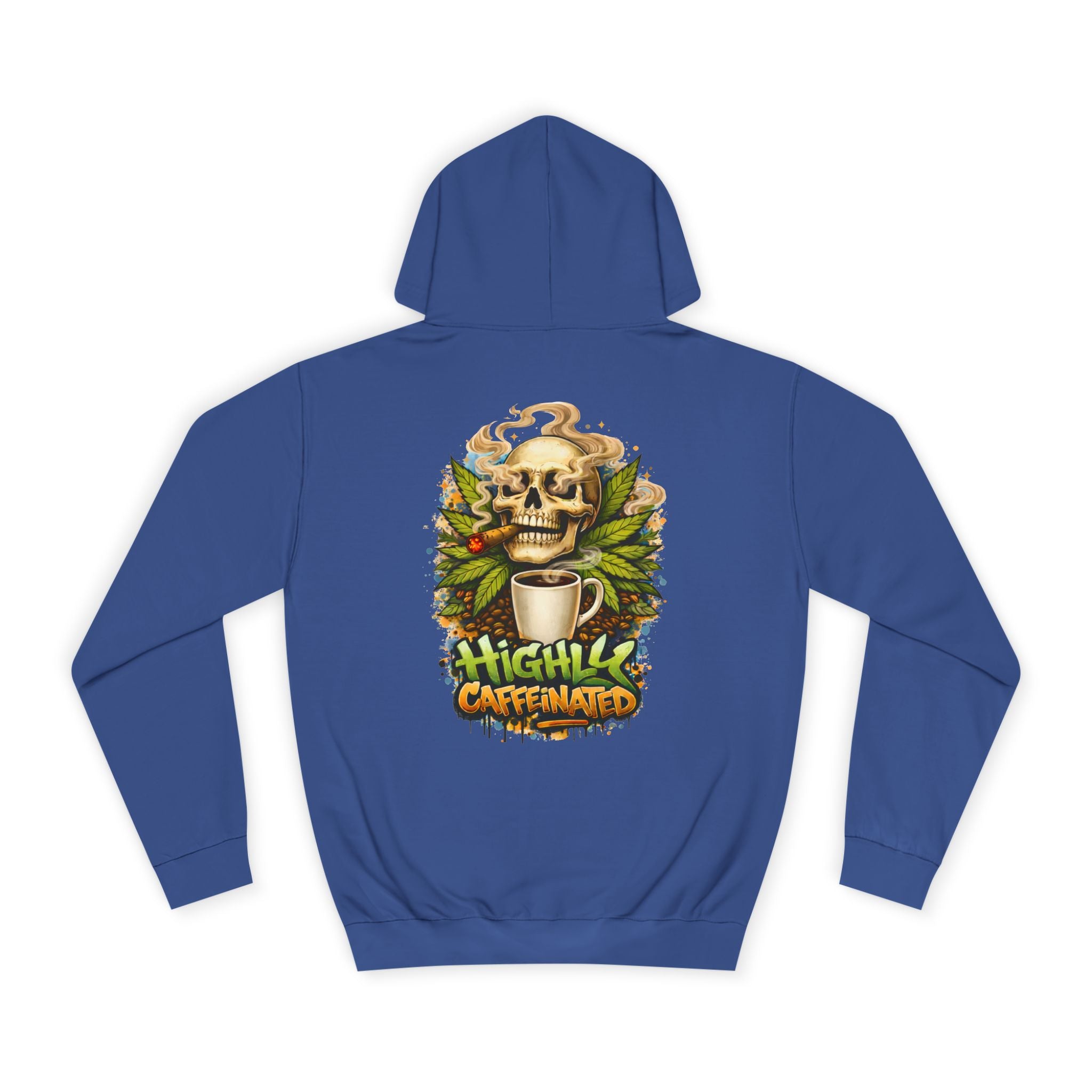 Highly Caffeinated Hoodie – Skull & Coffee Graphic College Pullover