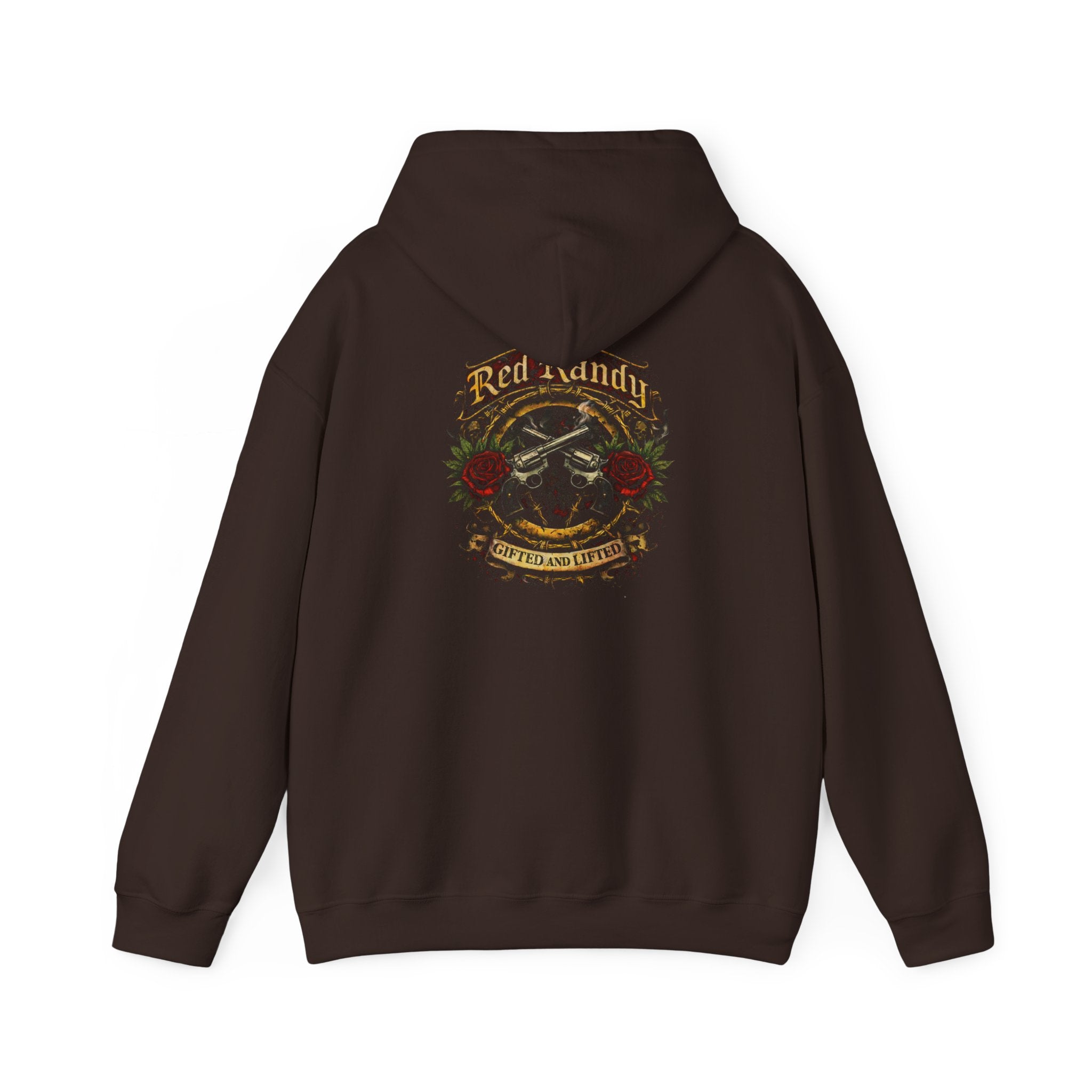 Red Randy Biker Hoodie — "C&C Fam" Skull & Roses Motorcycle Jacket Pullover