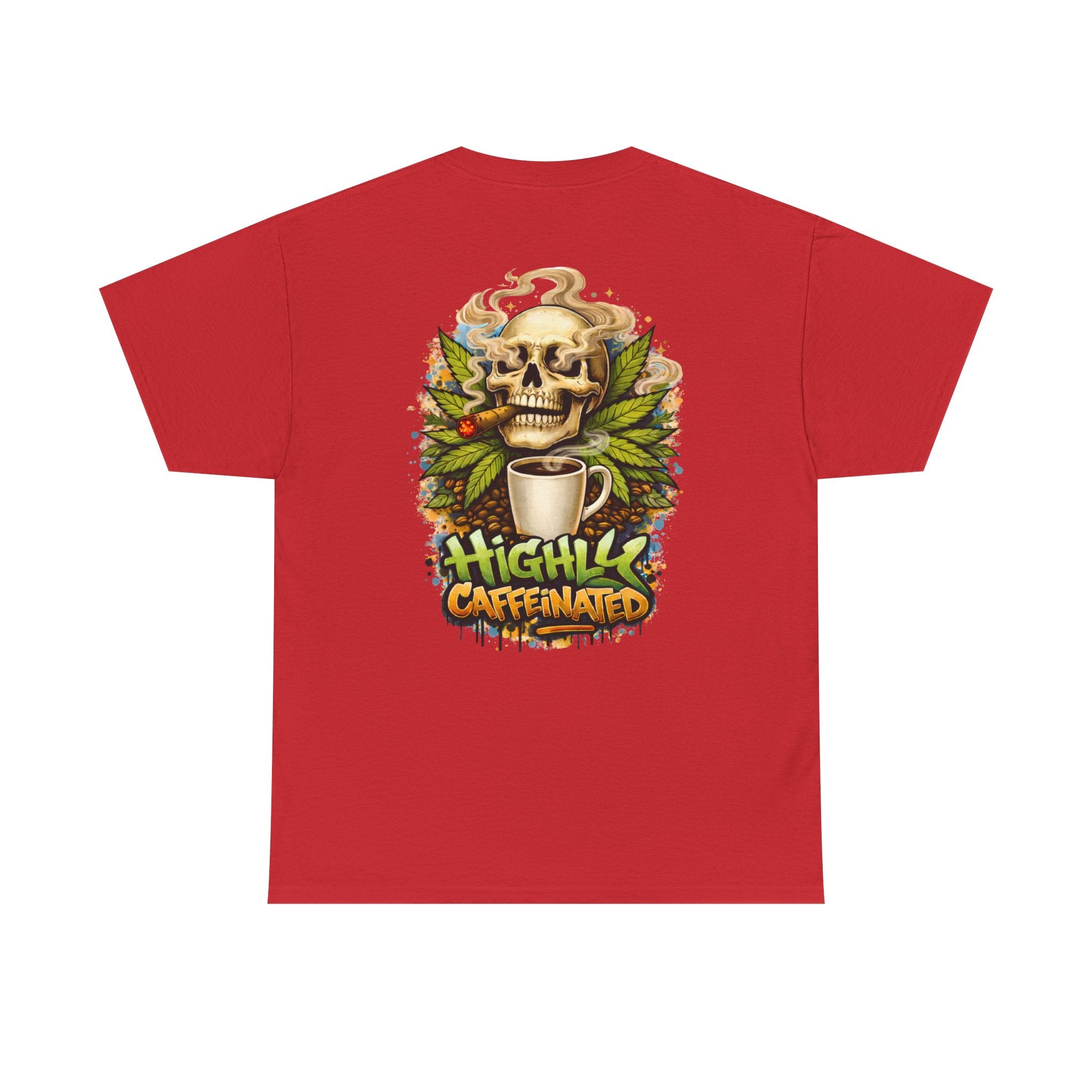 Coffee Skull Tee — "Highly Caffeinated" Graphic Shirt for Coffee Lovers