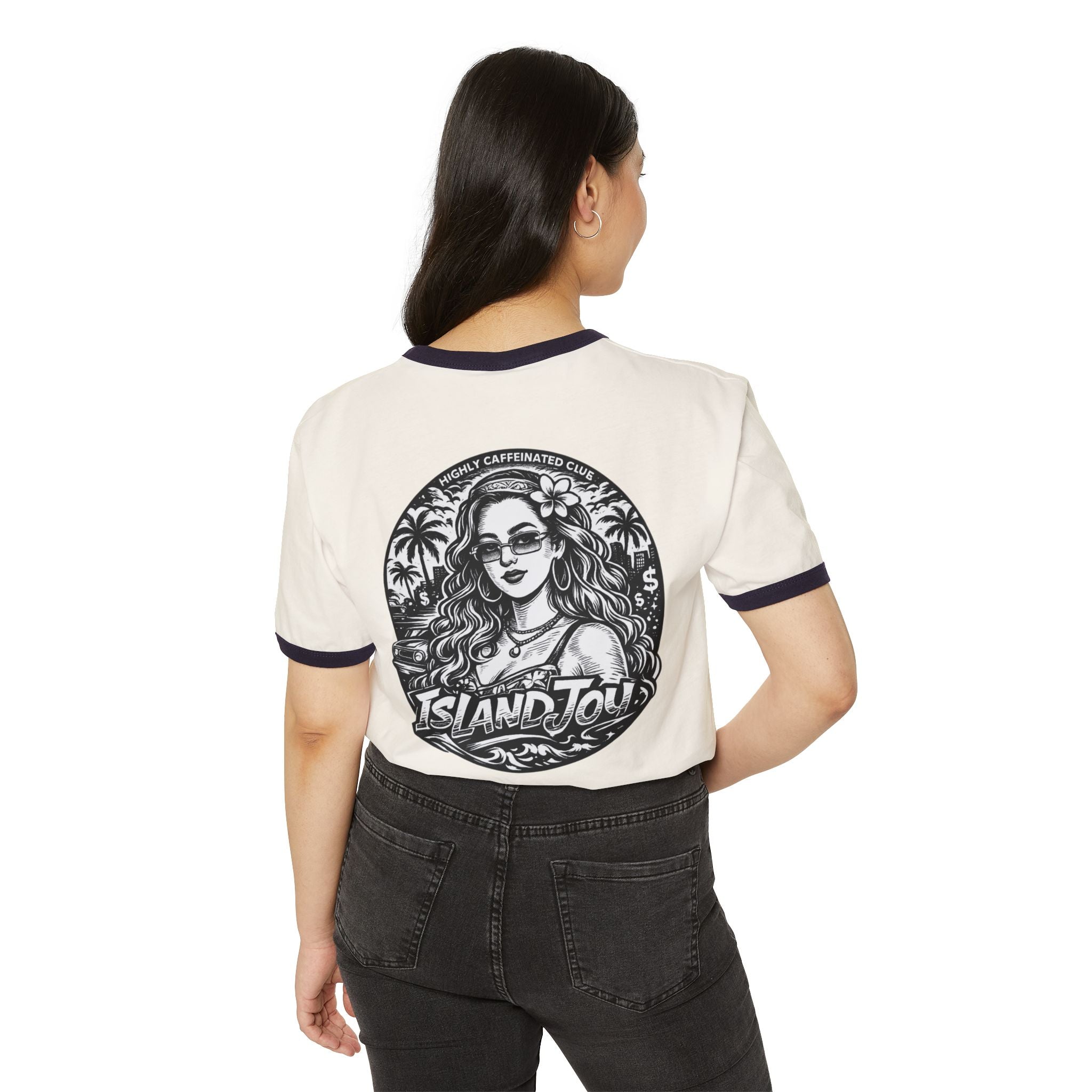 Island Jolie Ringer T-Shirt — Vintage Tropical Graphic Tee