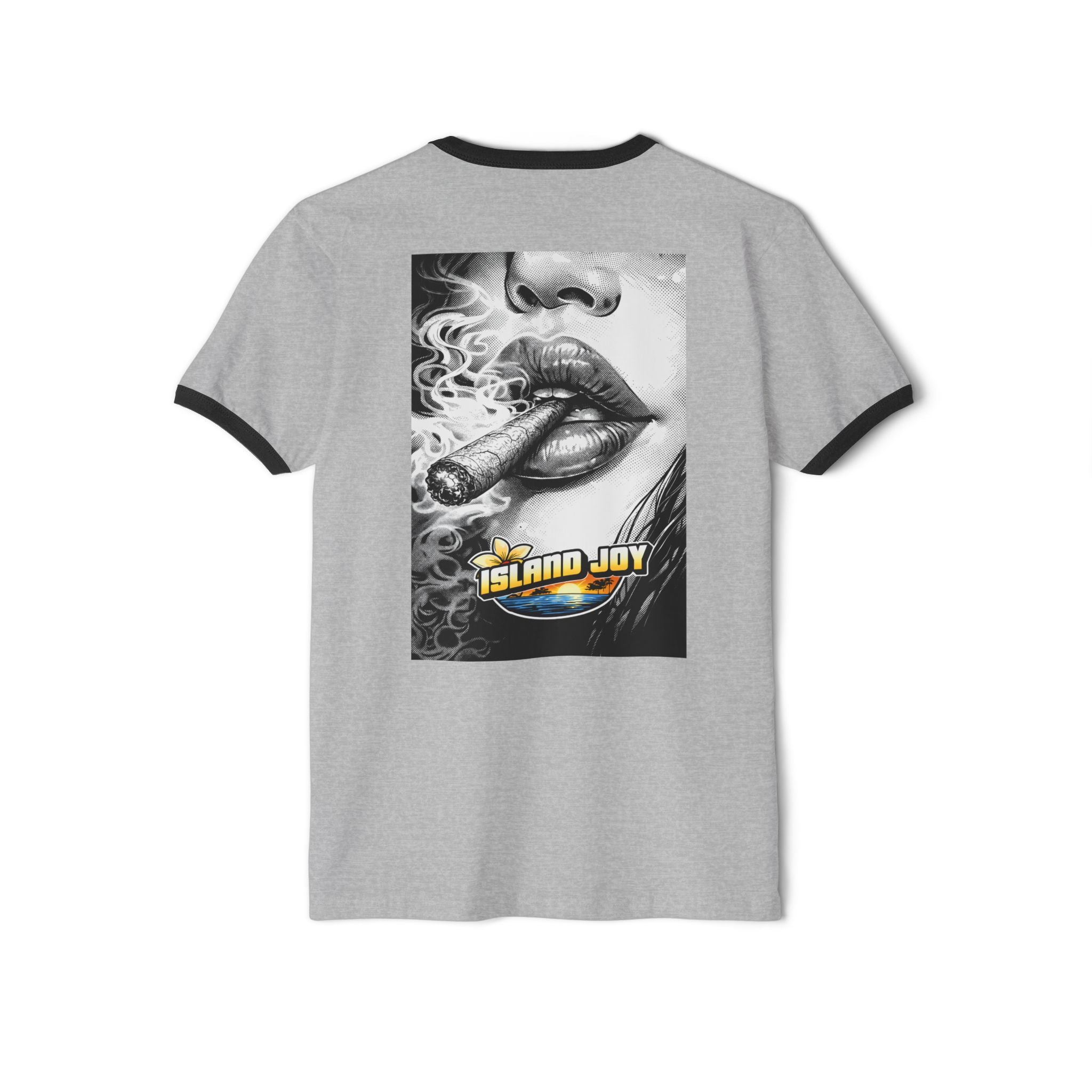 Island Joy Ringer T-Shirt — Retro Cigarette Art Chest Logo
