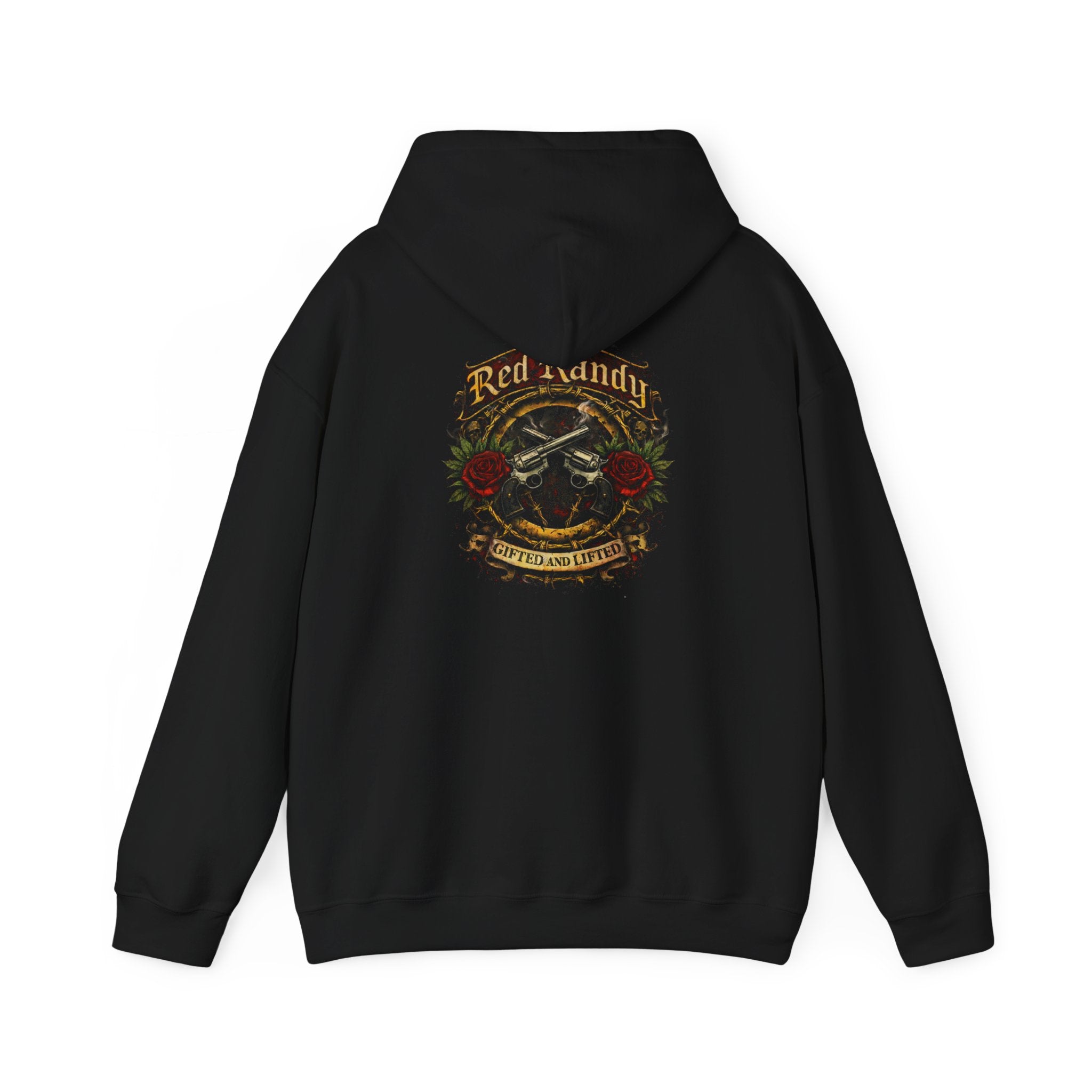 Red Randy Biker Hoodie — "C&C Fam" Skull & Roses Motorcycle Jacket Pullover