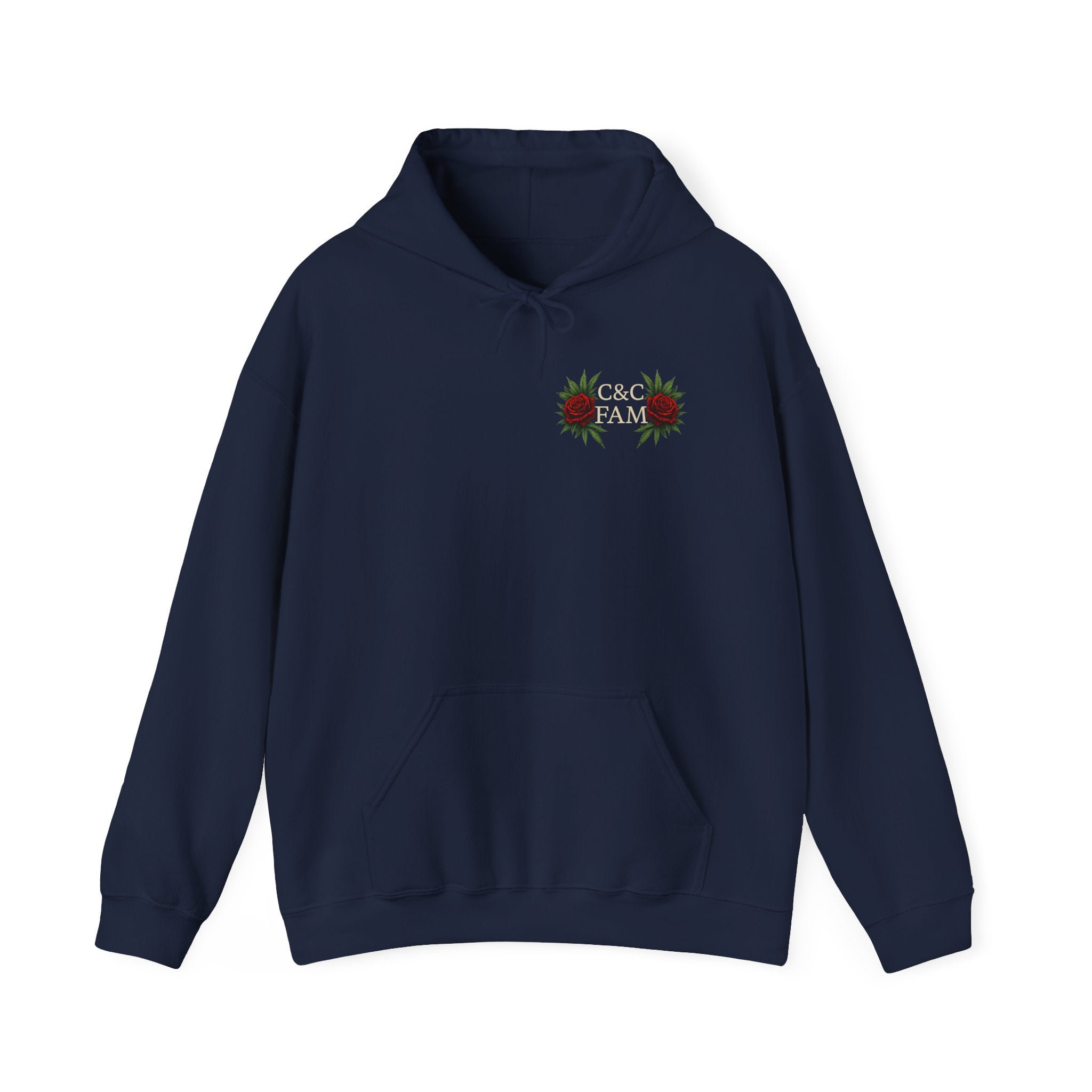 Red Randy Biker Hoodie — "C&C Fam" Skull & Roses Motorcycle Jacket Pullover