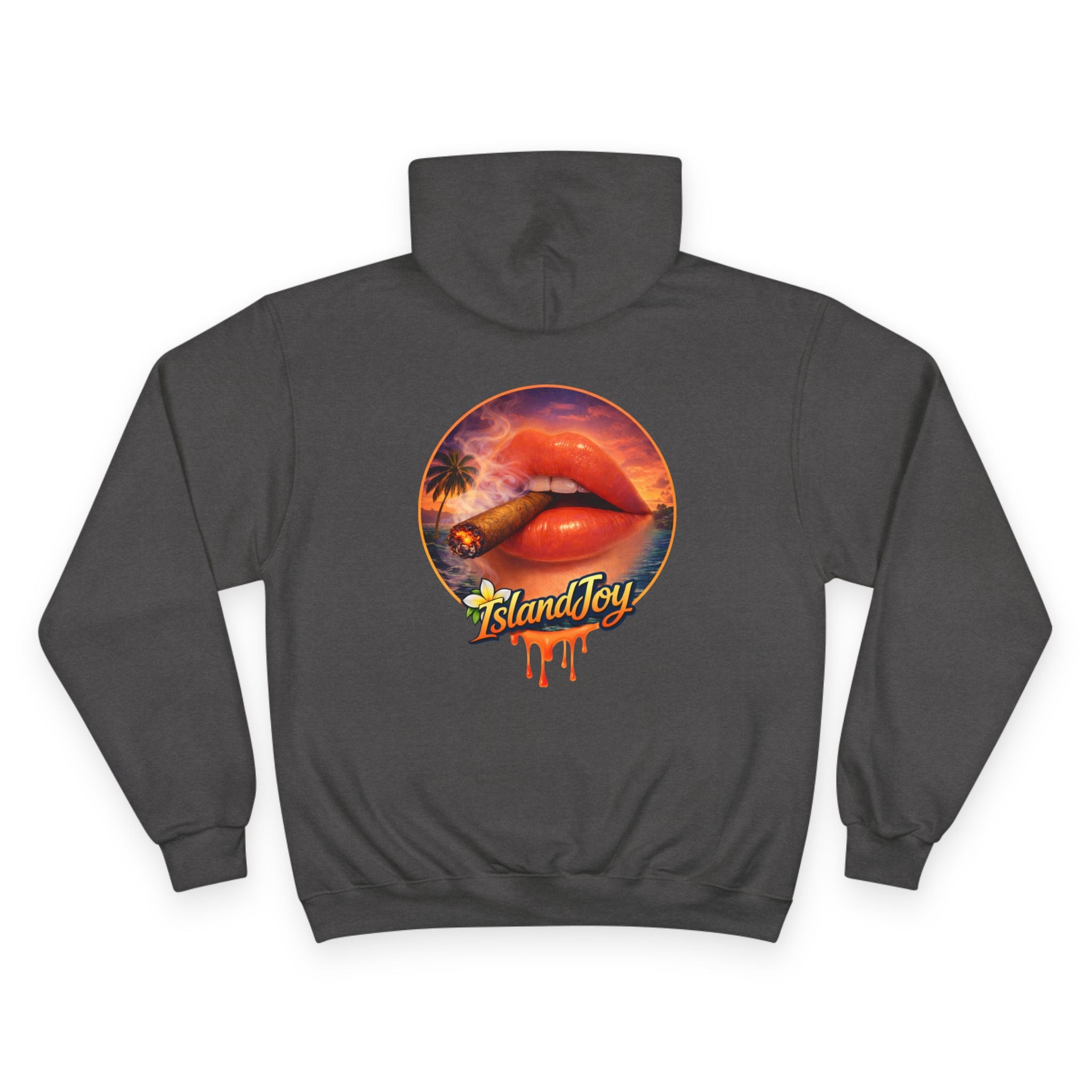 Island Joy Hoodie — Tropical Sunset Lips Graphic Champion Hoodie