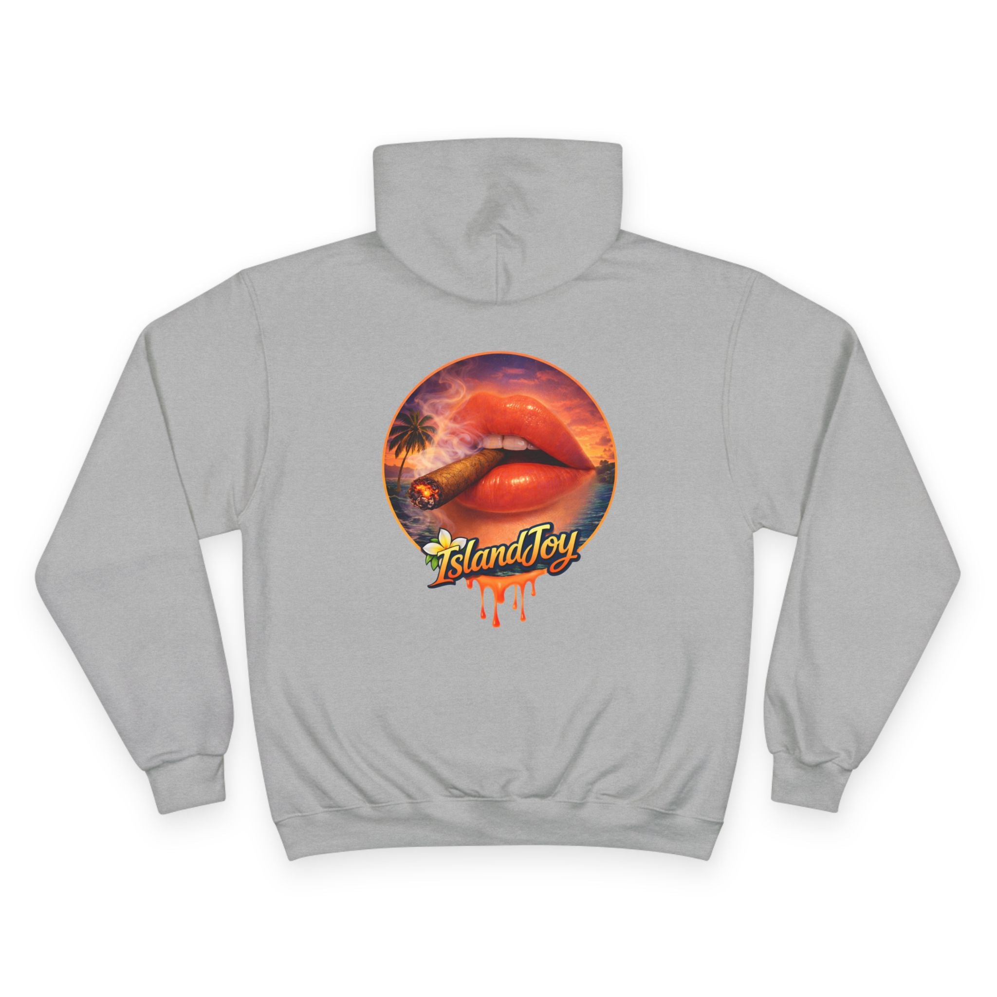 Island Joy Hoodie — Tropical Sunset Lips Graphic Champion Hoodie