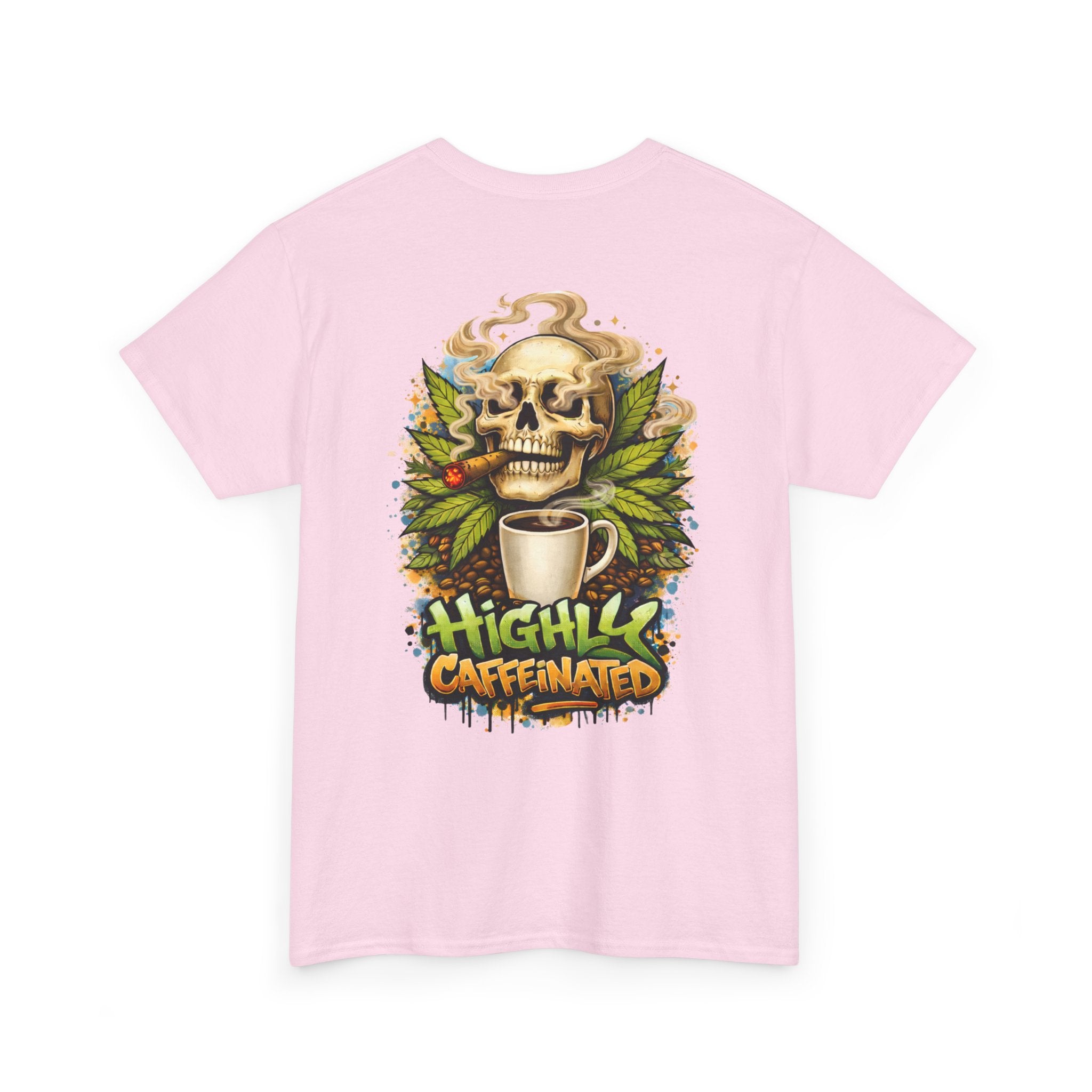 Coffee Skull Tee — "Highly Caffeinated" Graphic Shirt for Coffee Lovers