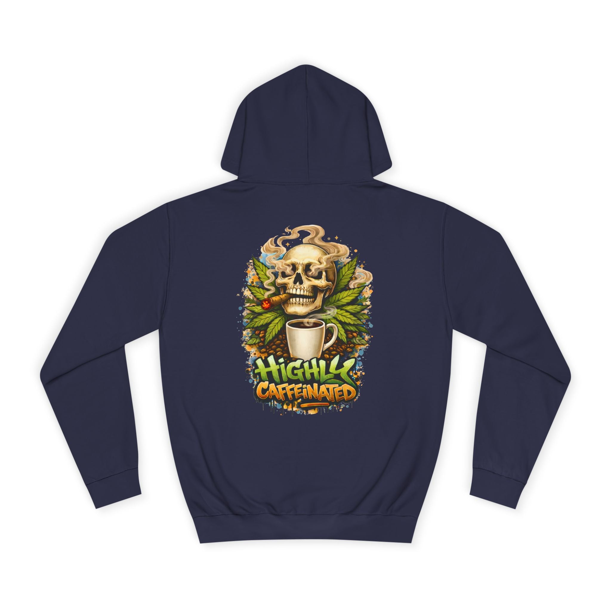 Highly Caffeinated Hoodie – Skull & Coffee Graphic College Pullover