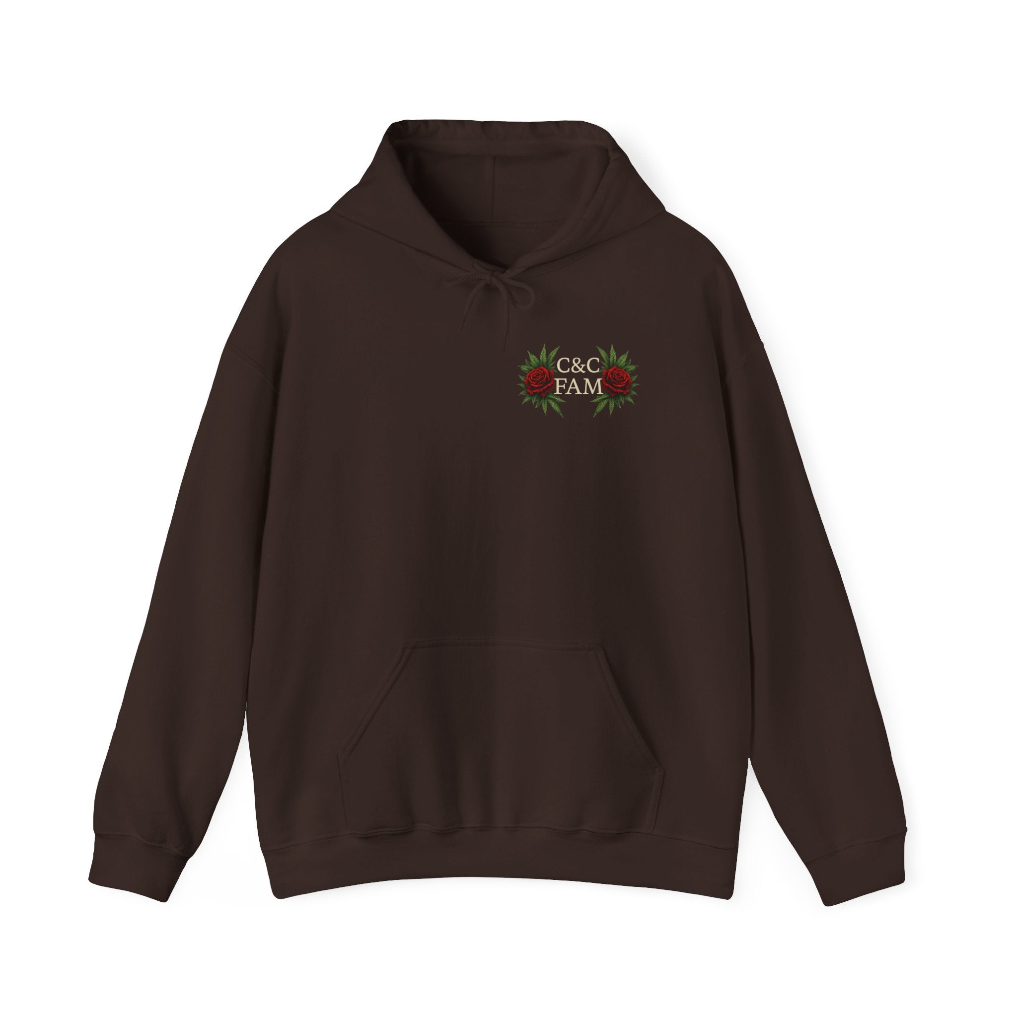 Red Randy Biker Hoodie — "C&C Fam" Skull & Roses Motorcycle Jacket Pullover