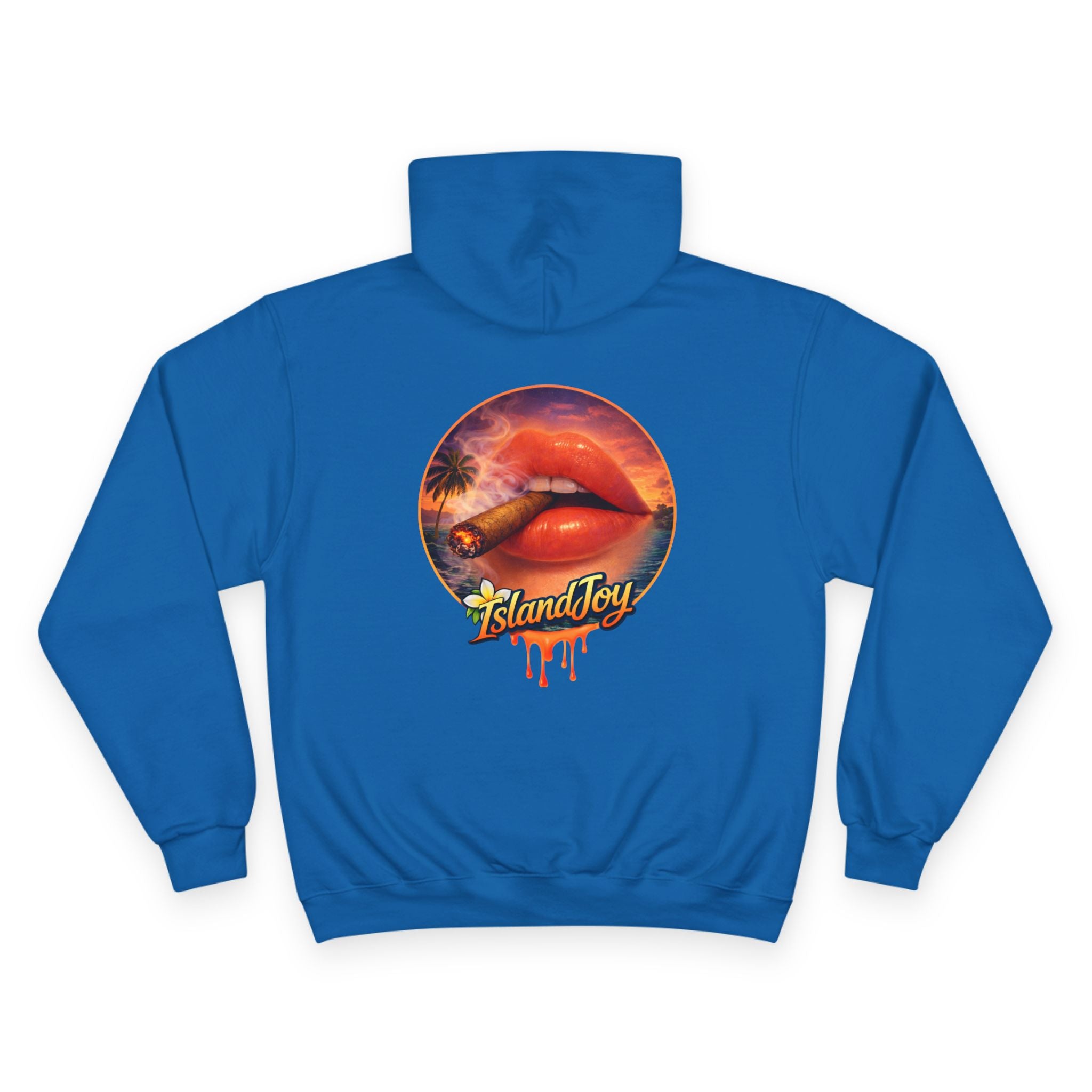 Island Joy Hoodie — Tropical Sunset Lips Graphic Champion Hoodie