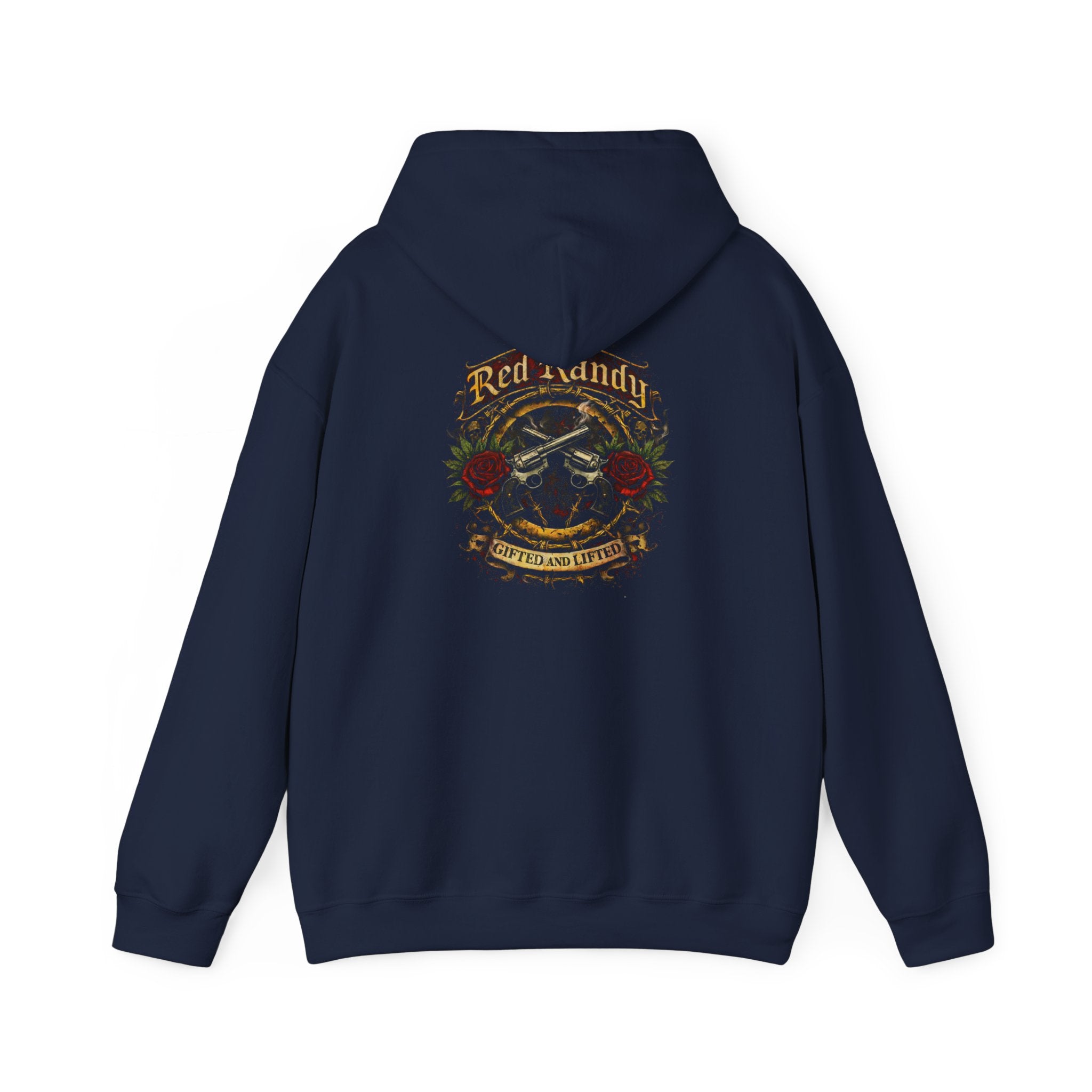 Red Randy Biker Hoodie — "C&C Fam" Skull & Roses Motorcycle Jacket Pullover