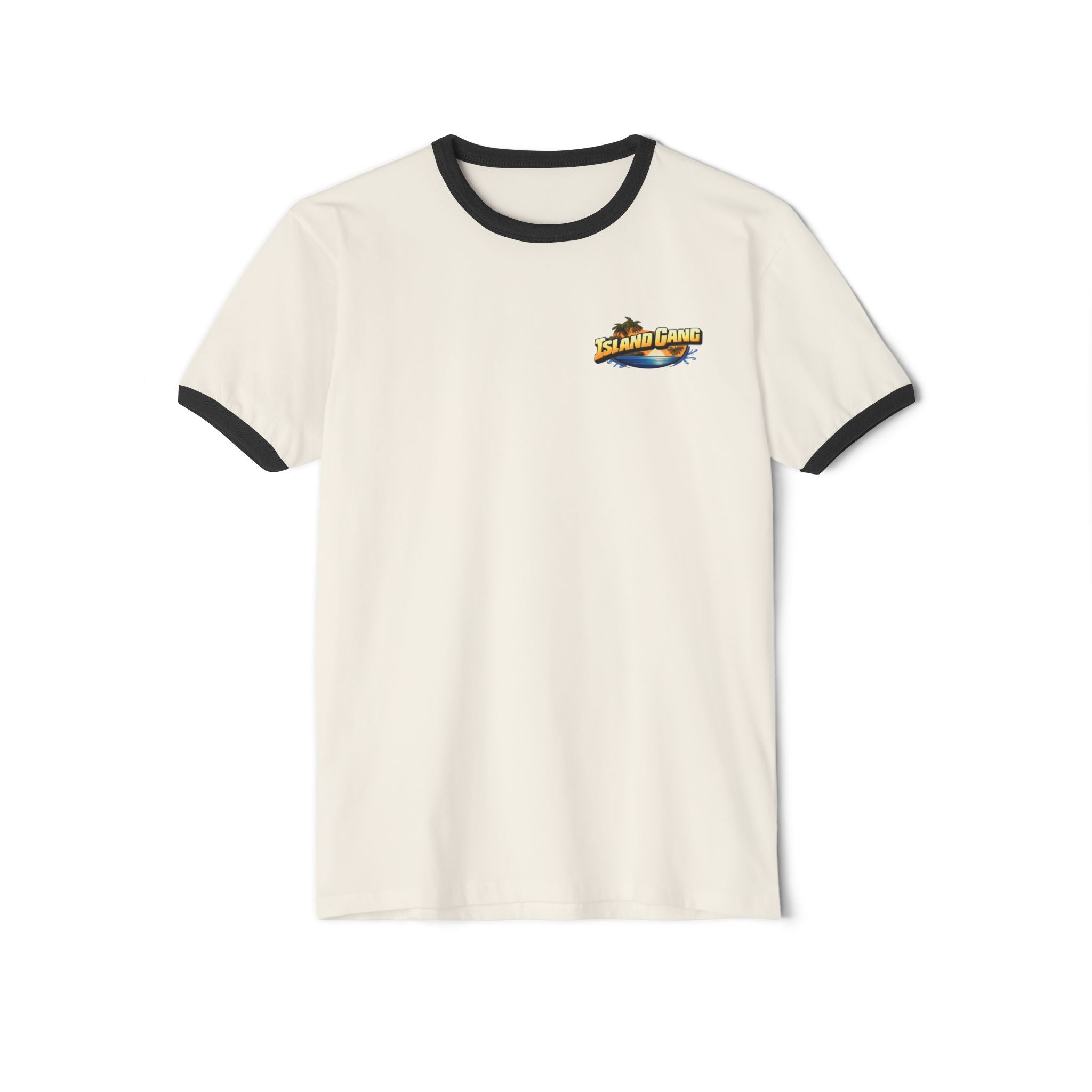 Island Joy Ringer T-Shirt — Retro Cigarette Art Chest Logo