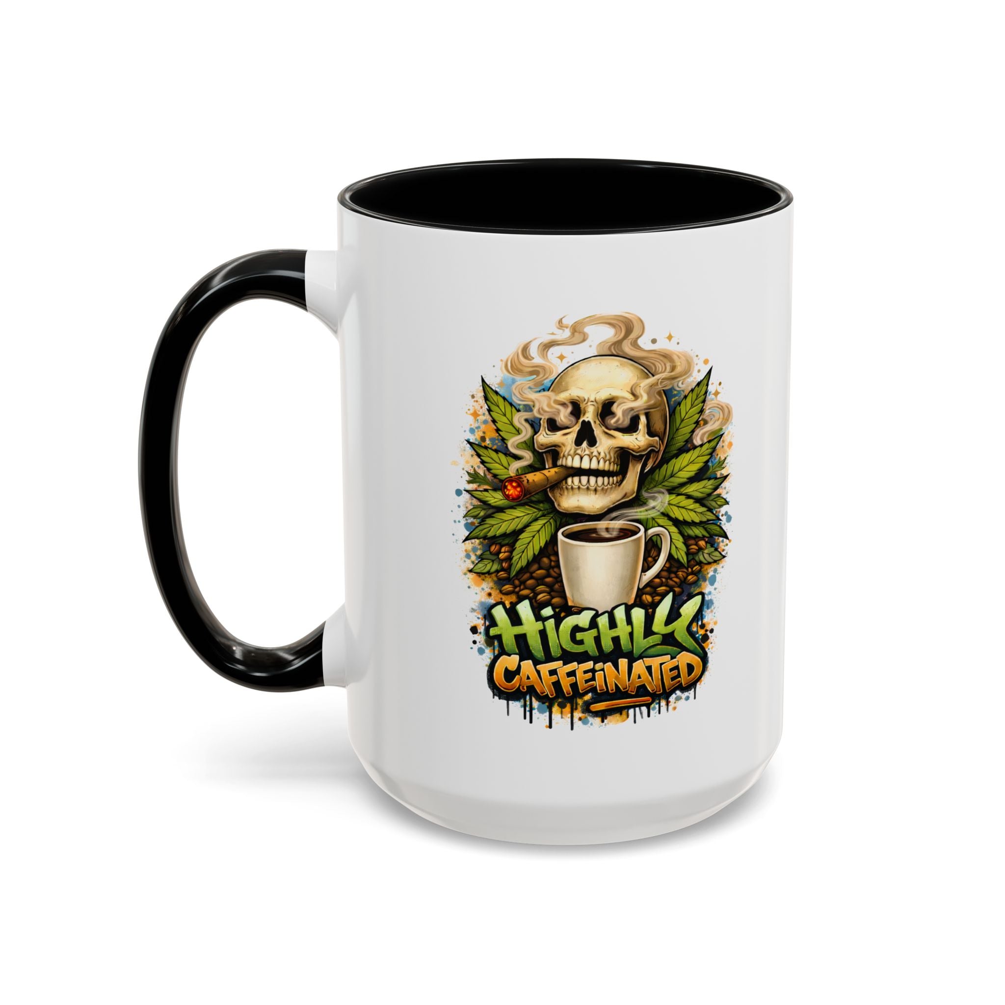 Cannabis & Coffee Accent Mug — 11/15oz Ceramic Coffee Mug