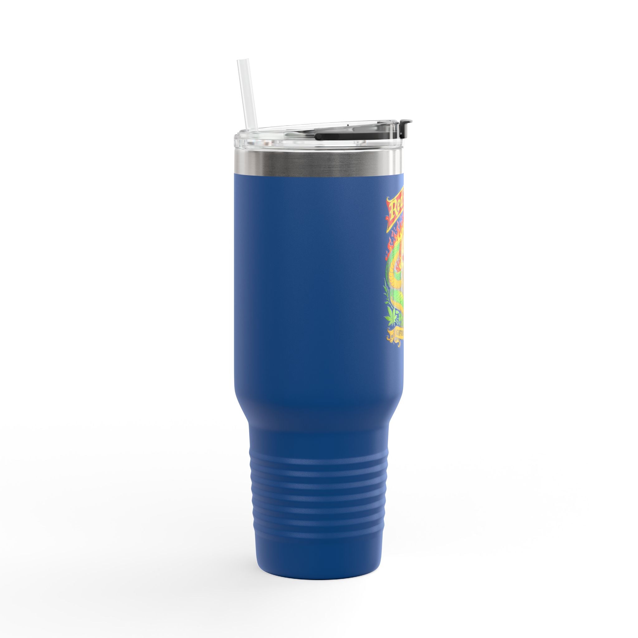 40oz Insulated Travel Mug - 'Red Randy' Skull & Snake Design, Spill‑Proof Tumbler