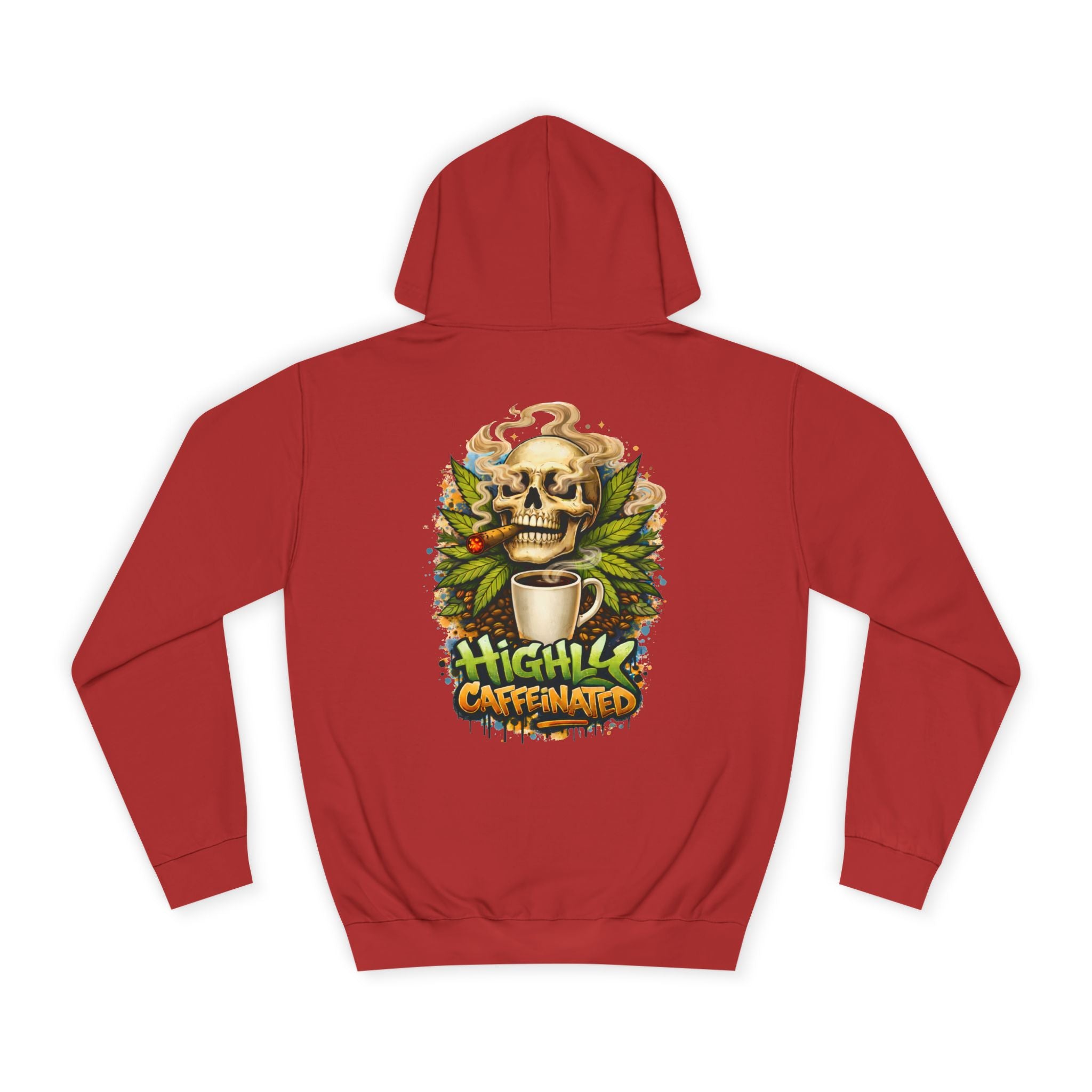 Highly Caffeinated Hoodie – Skull & Coffee Graphic College Pullover