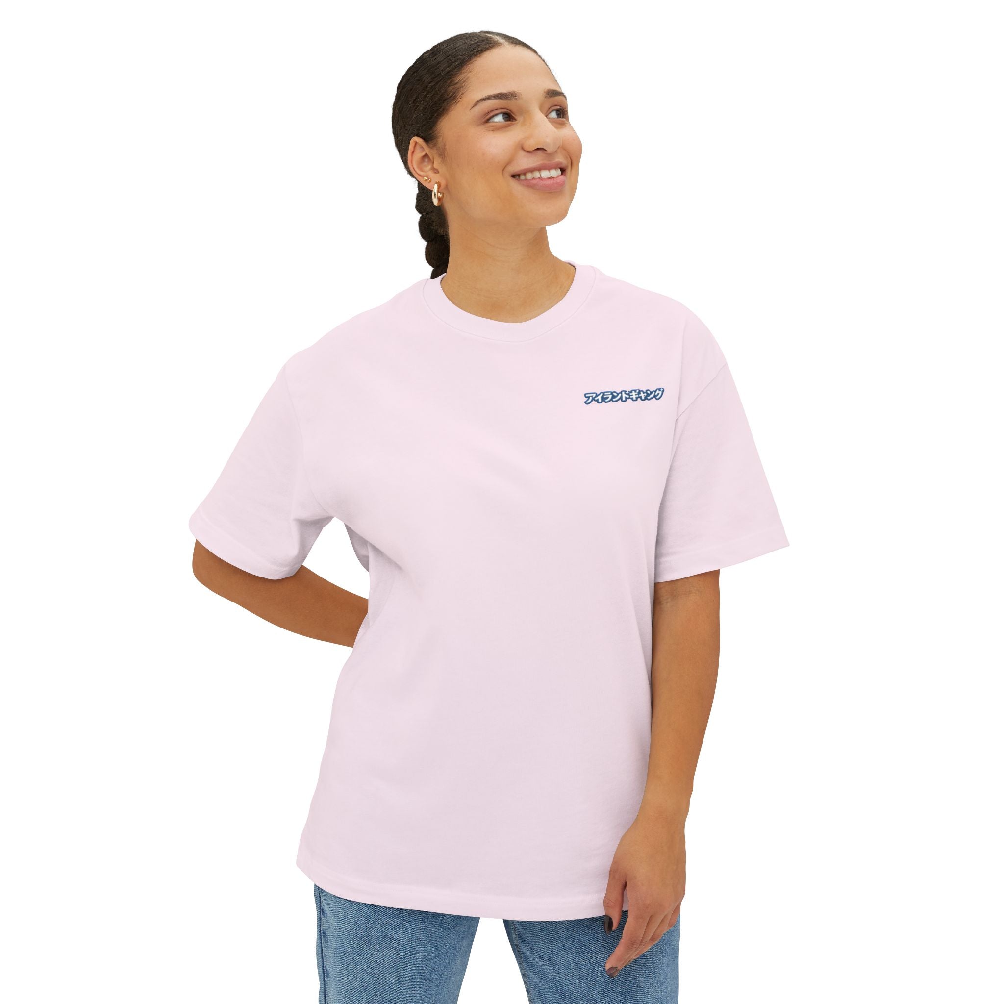 IslandJoy Sunset Palm Tee — Pink Oversized Boxy T-Shirt