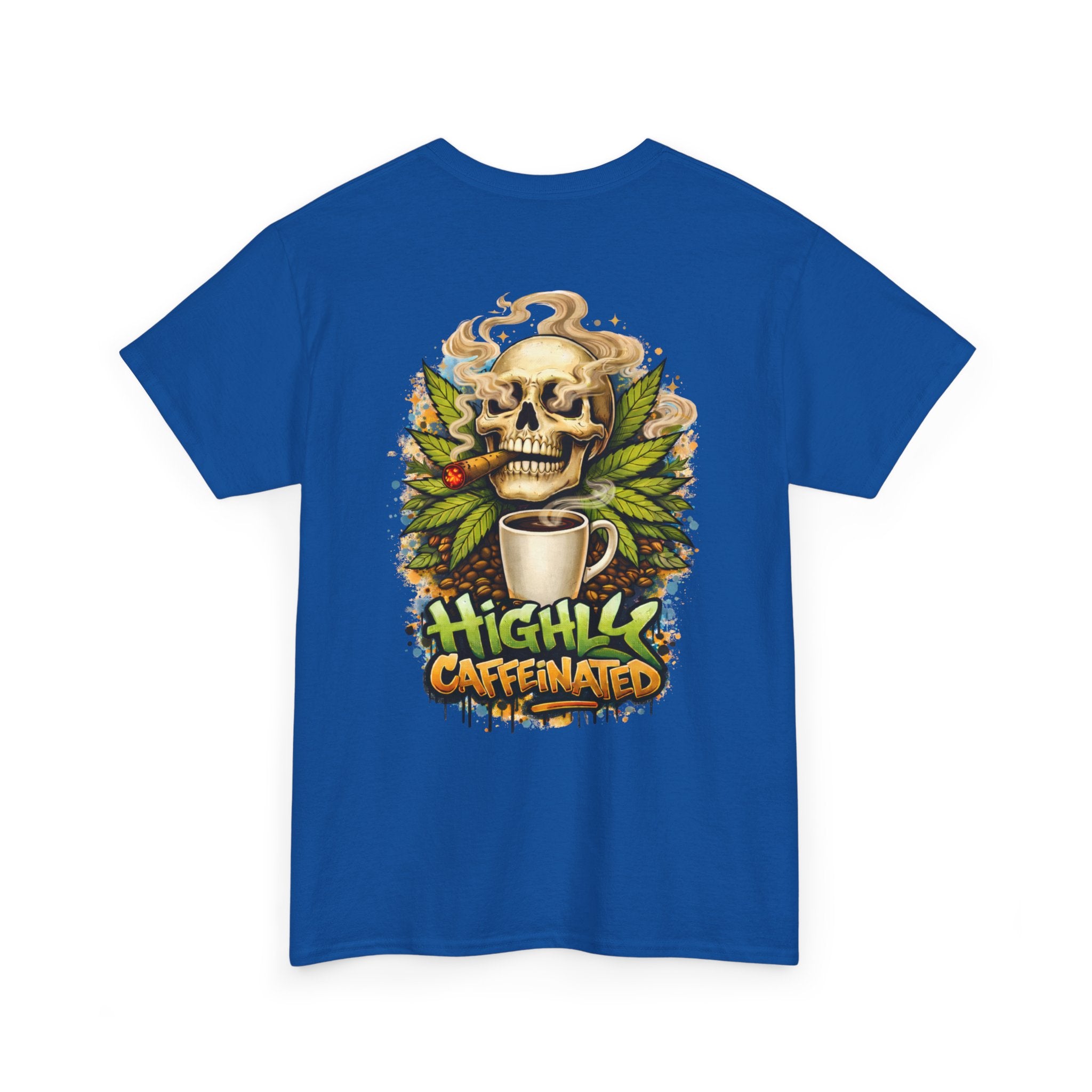 Coffee Skull Tee — "Highly Caffeinated" Graphic Shirt for Coffee Lovers