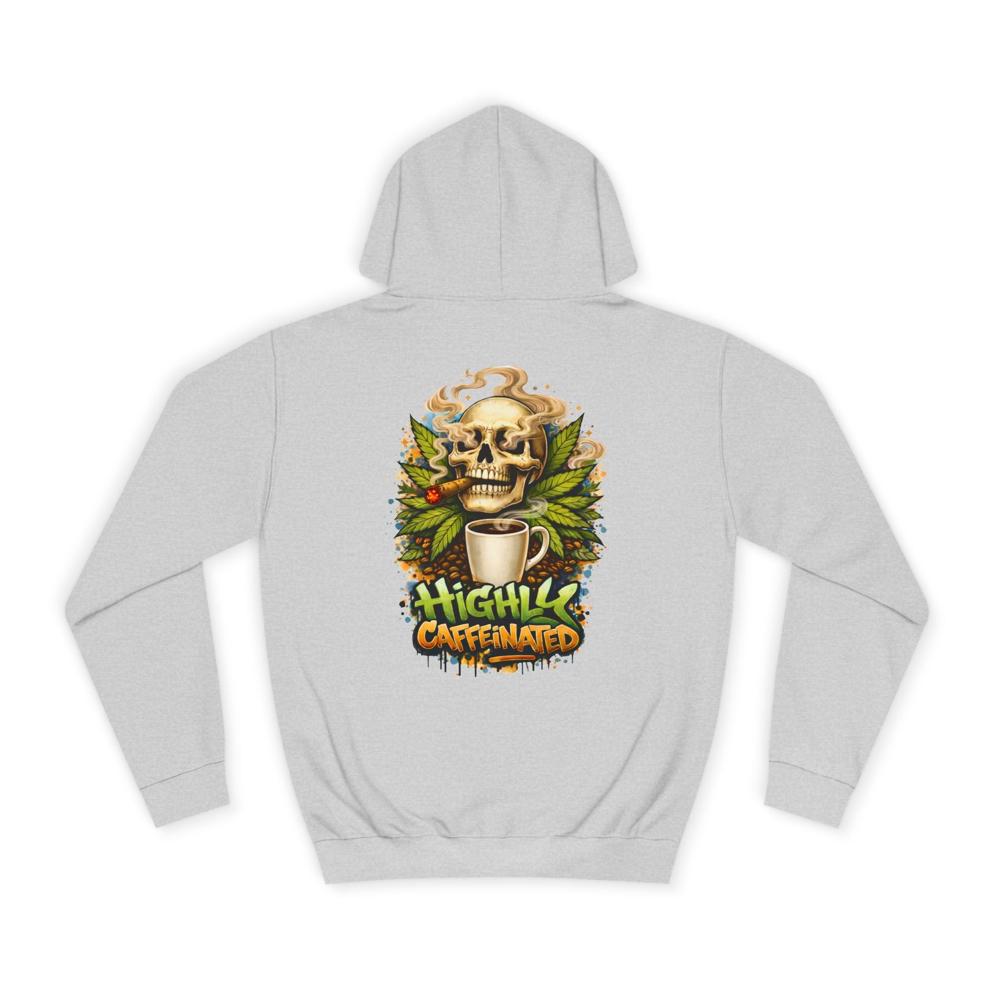 Highly Caffeinated Hoodie – Skull & Coffee Graphic College Pullover