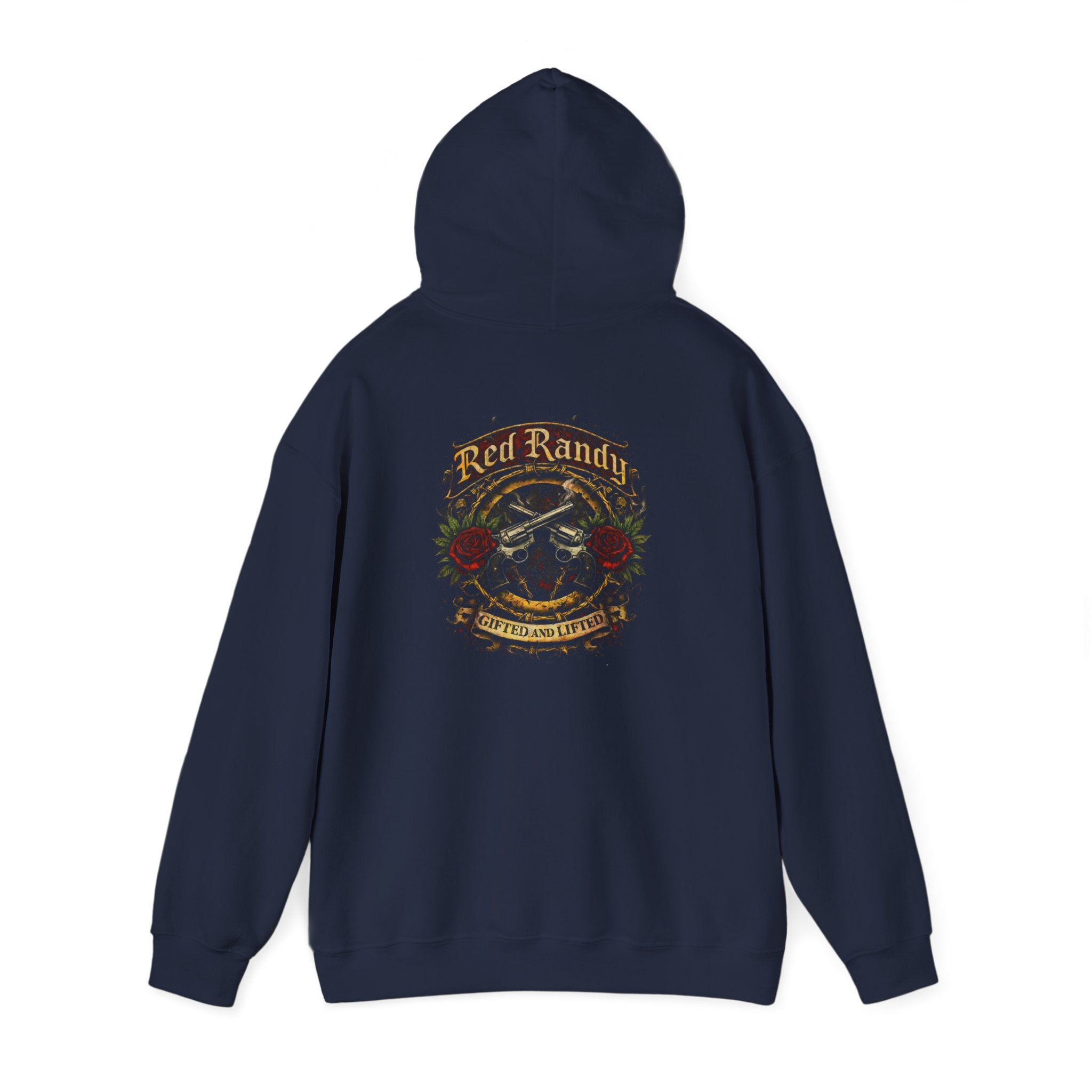Red Randy Biker Hoodie — "C&C Fam" Skull & Roses Motorcycle Jacket Pullover