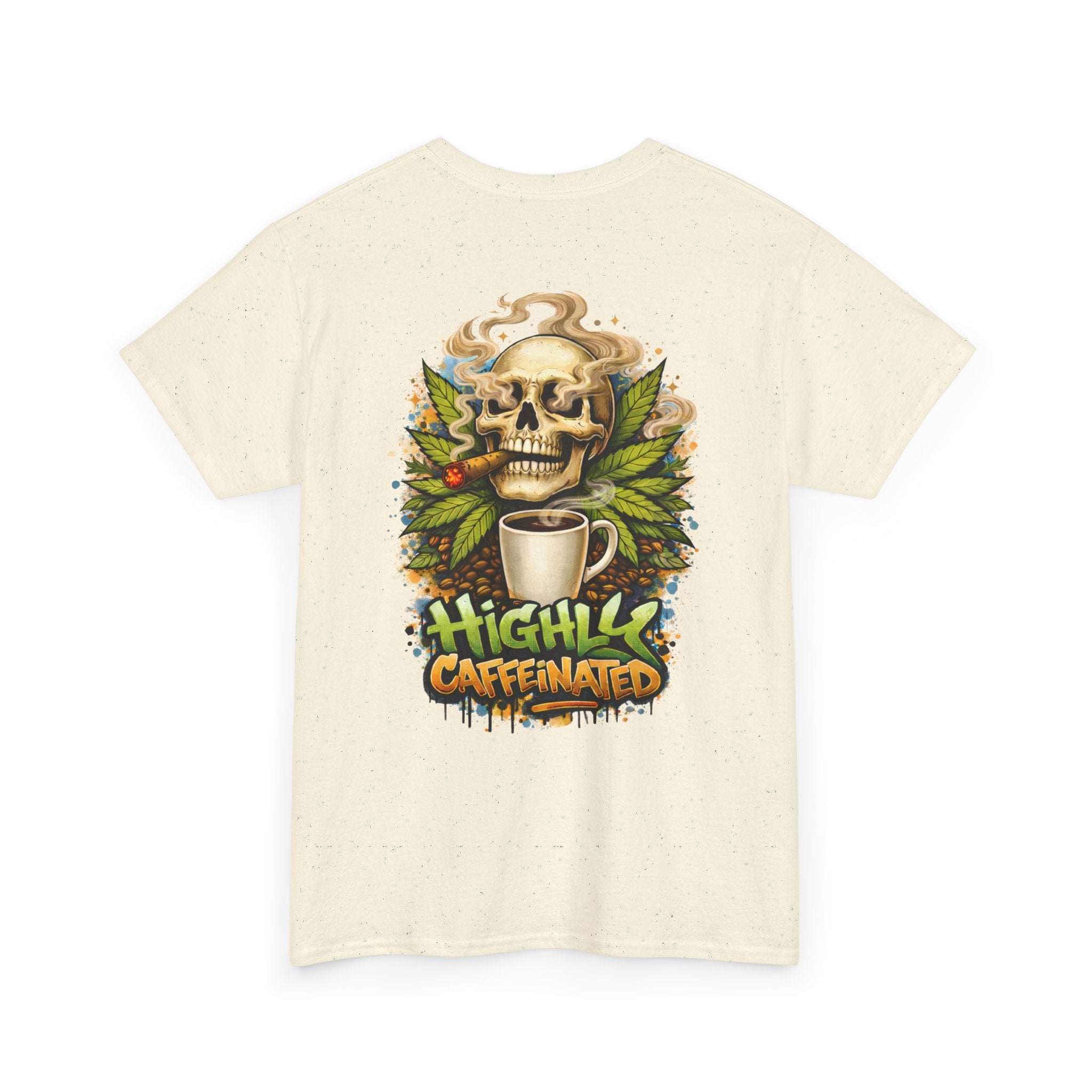 Coffee Skull Tee — "Highly Caffeinated" Graphic Shirt for Coffee Lovers
