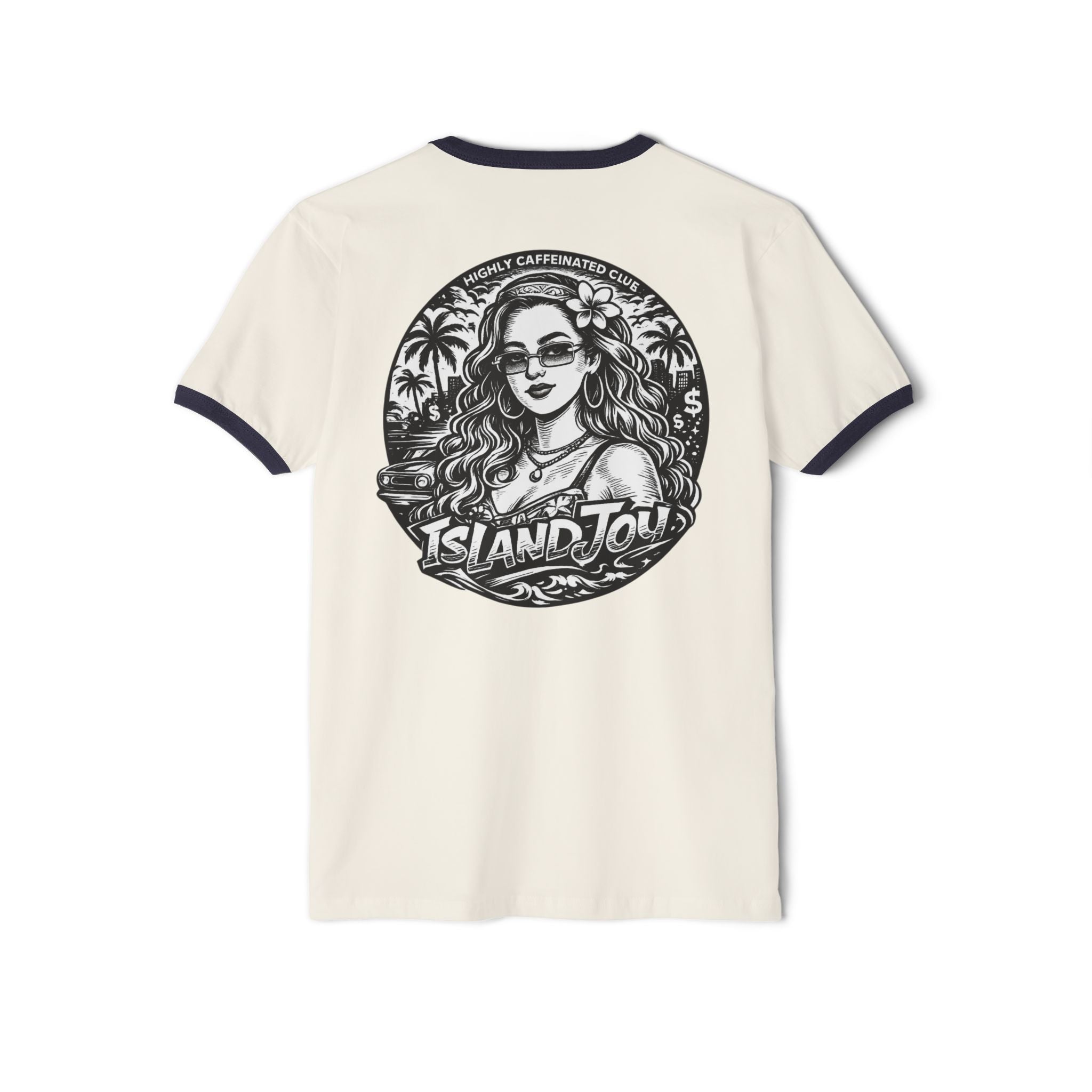 Island Jolie Ringer T-Shirt — Vintage Tropical Graphic Tee