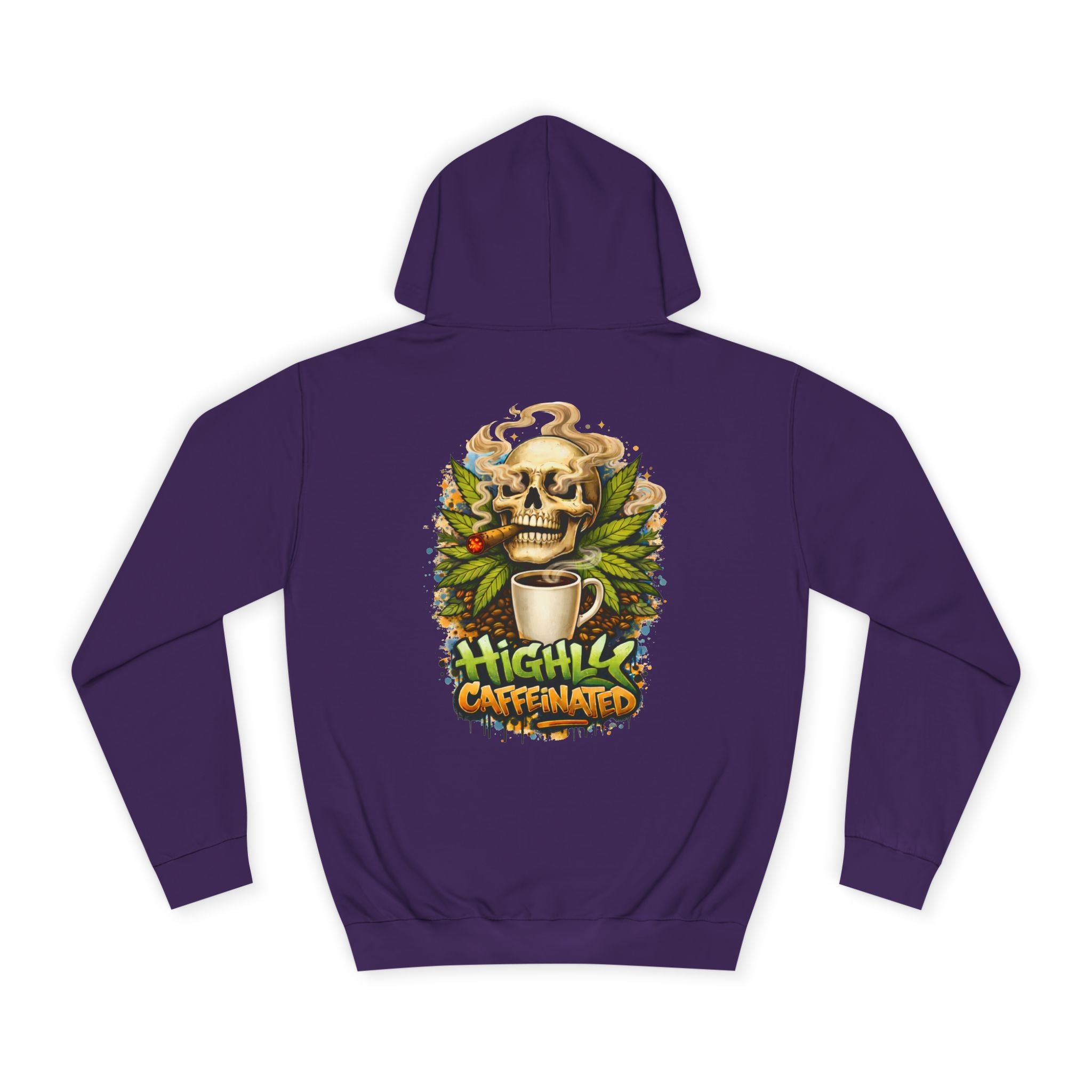 Highly Caffeinated Hoodie – Skull & Coffee Graphic College Pullover