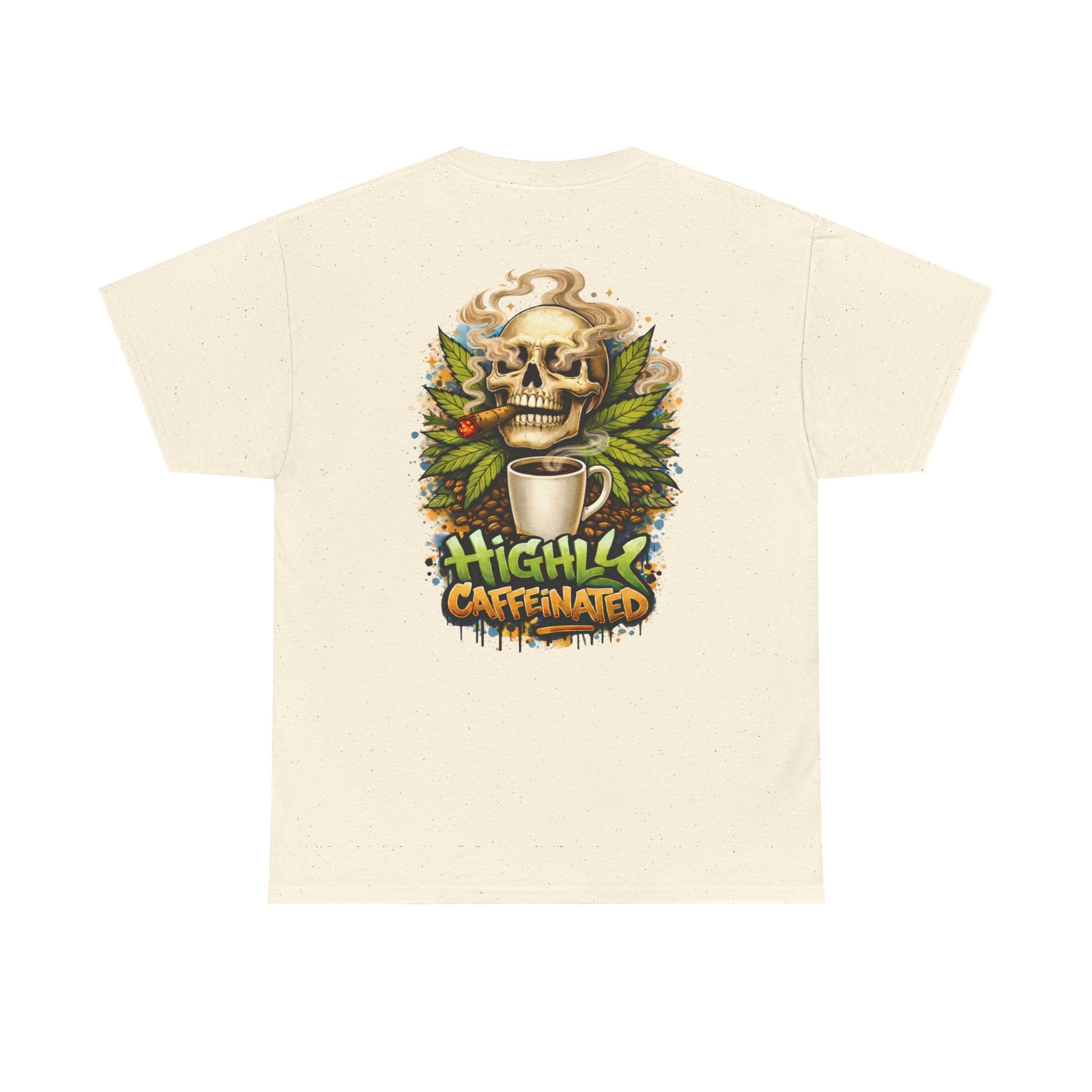 Coffee Skull Tee — "Highly Caffeinated" Graphic Shirt for Coffee Lovers