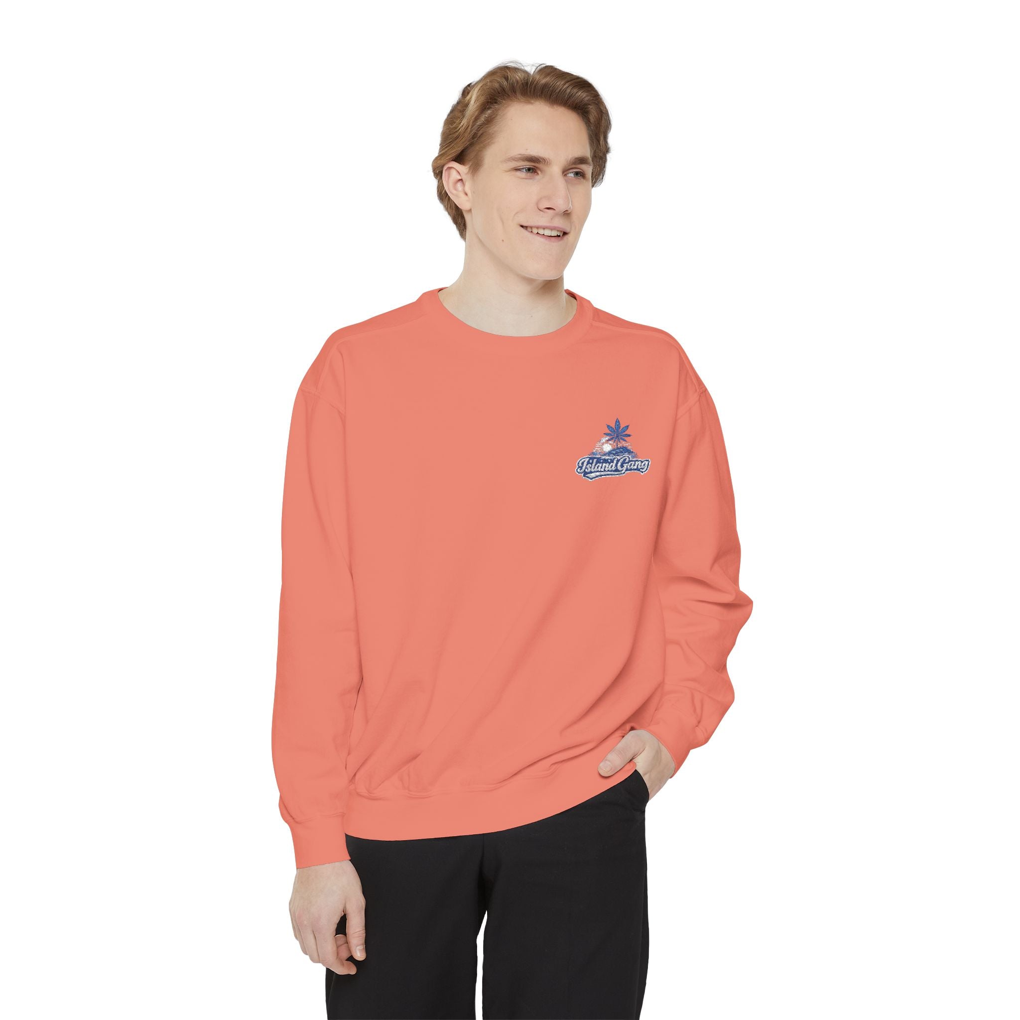 Coral Floral Motorcycle Sweatshirt — 'Ride Wild' Chest Graphic