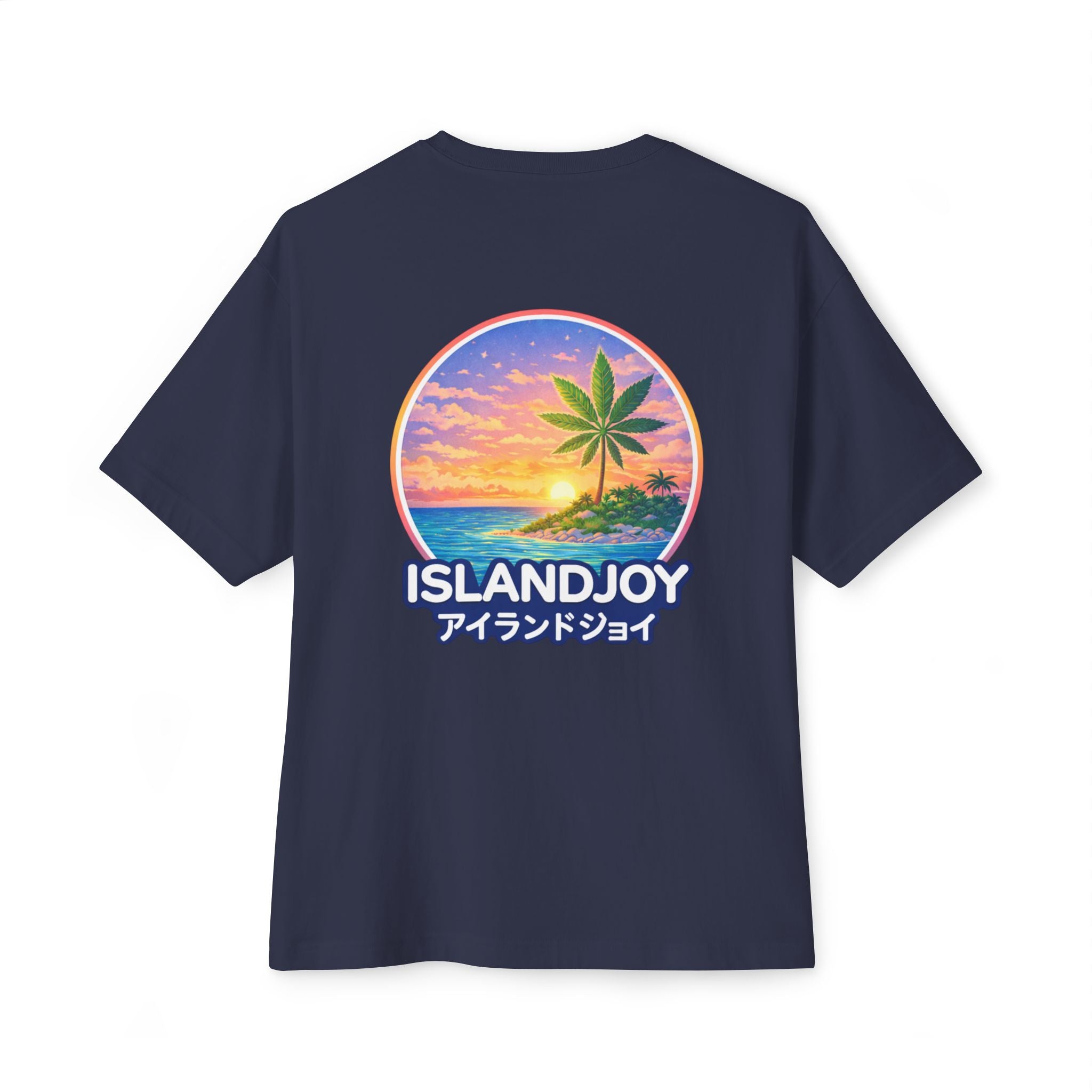 IslandJoy Sunset Palm Tee — Pink Oversized Boxy T-Shirt