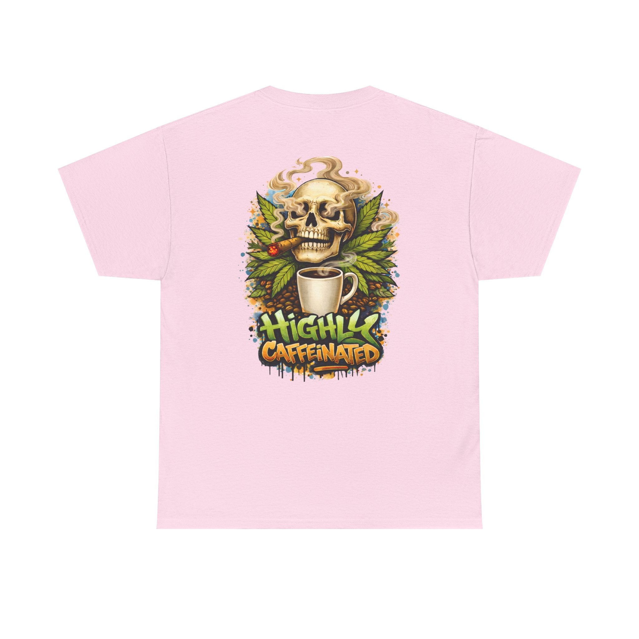 Coffee Skull Tee — "Highly Caffeinated" Graphic Shirt for Coffee Lovers