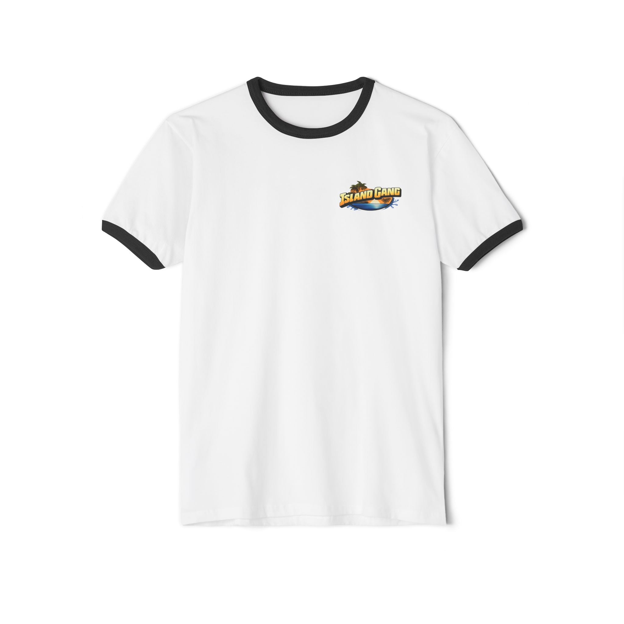 Island Joy Ringer T-Shirt — Retro Cigarette Art Chest Logo