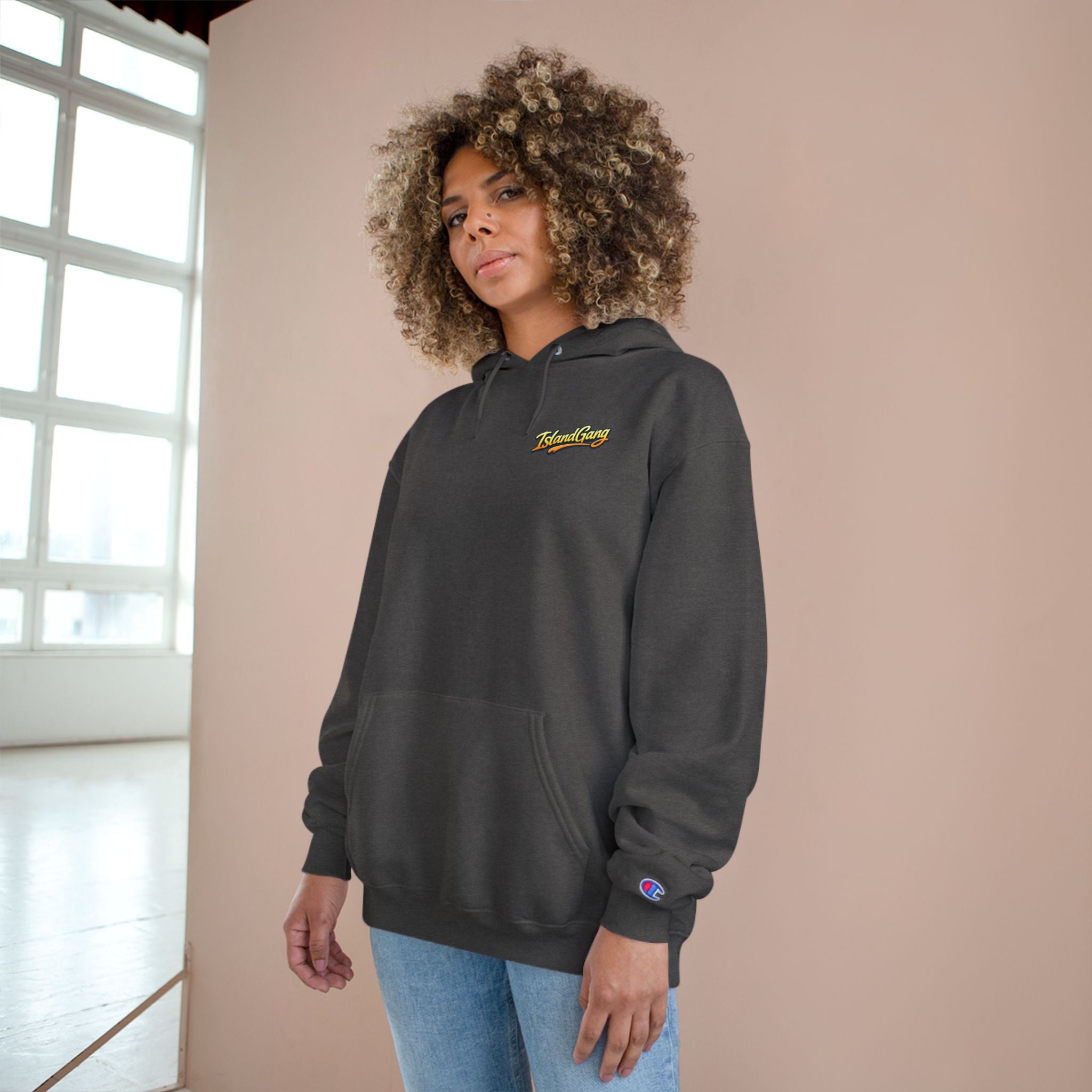 Island Joy Hoodie — Tropical Sunset Lips Graphic Champion Hoodie