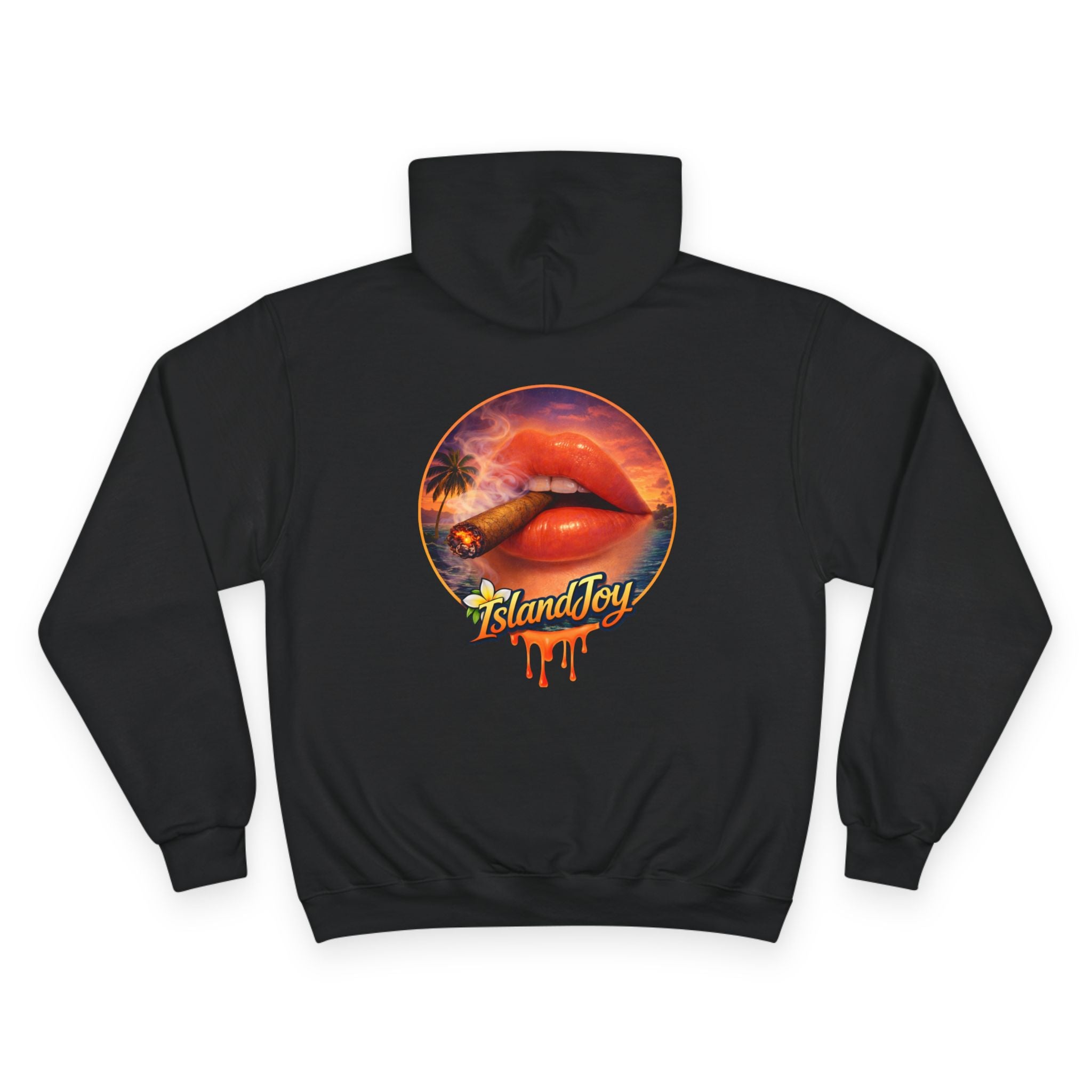Island Joy Hoodie — Tropical Sunset Lips Graphic Champion Hoodie