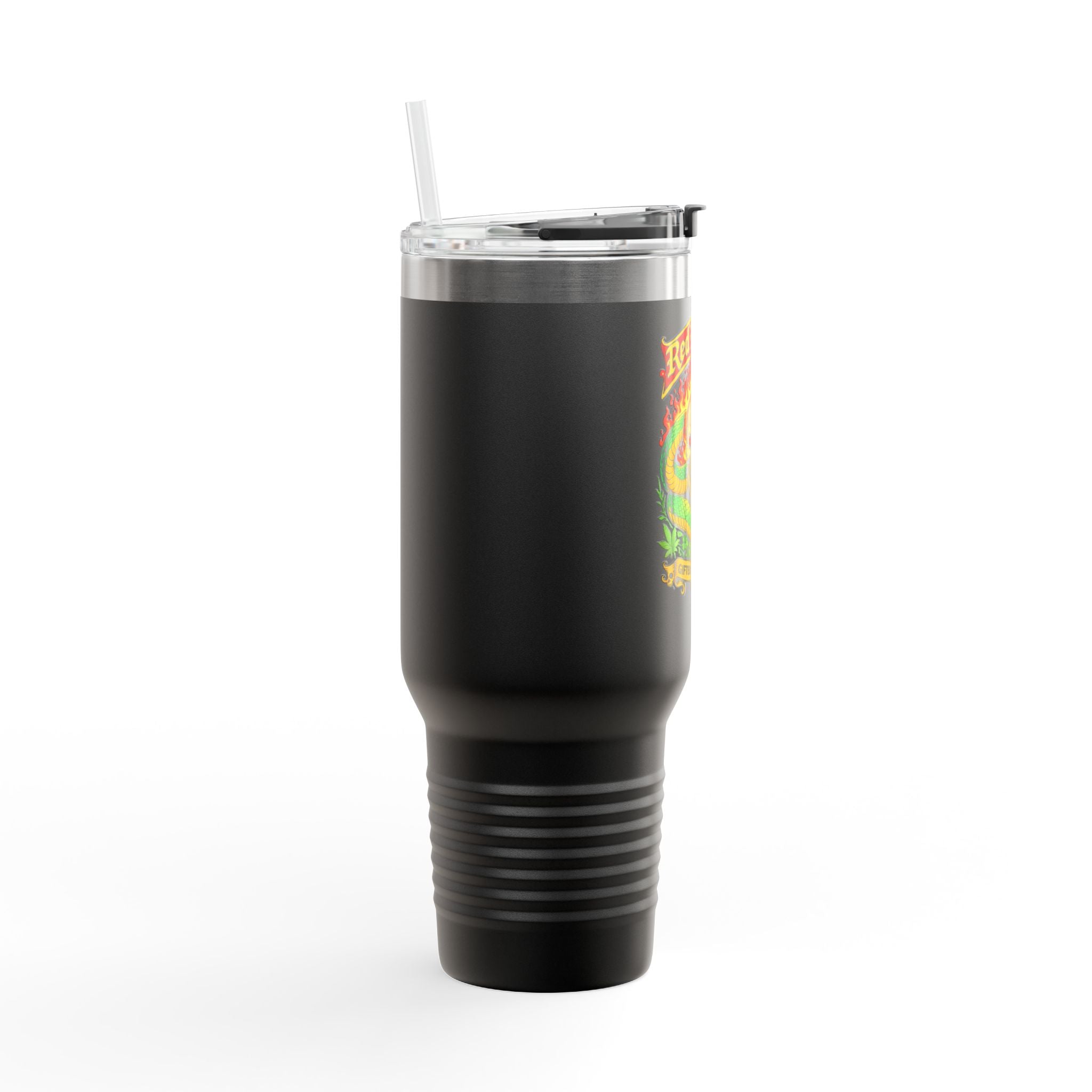 40oz Insulated Travel Mug - 'Red Randy' Skull & Snake Design, Spill‑Proof Tumbler