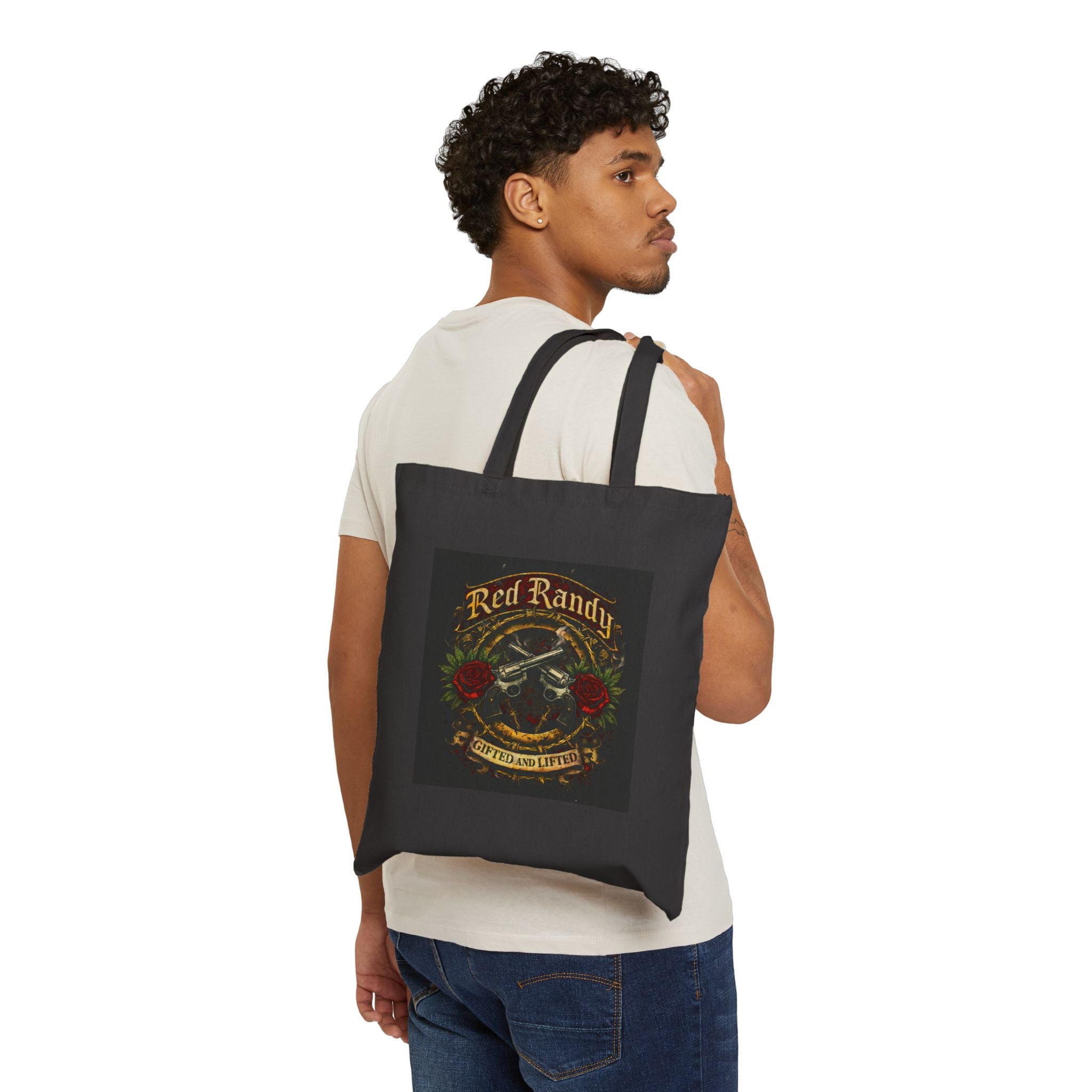 Tote Bag — Red Randy Vintage Skull & Roses Canvas Tote with “#FreeThatPlant”