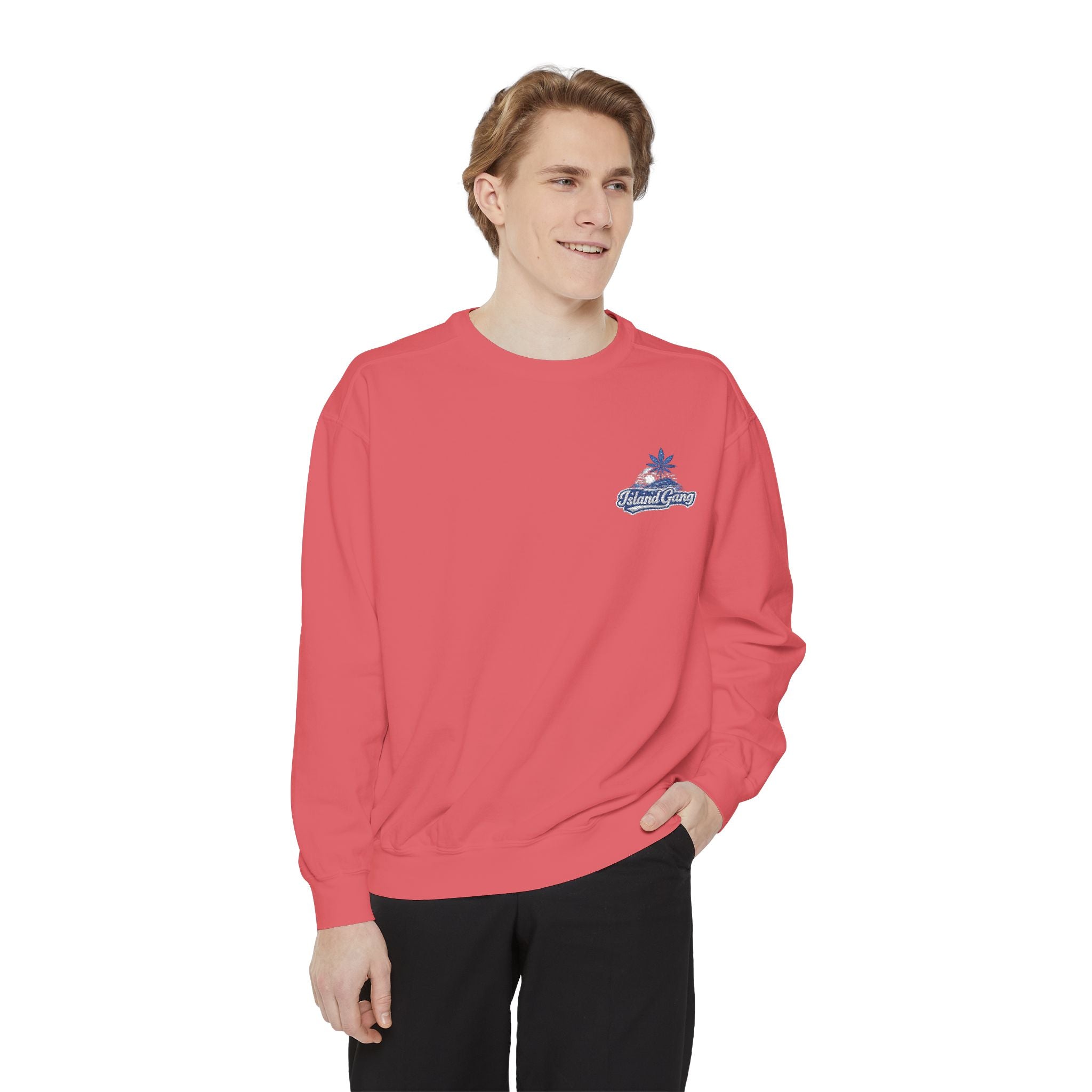 Coral Floral Motorcycle Sweatshirt — 'Ride Wild' Chest Graphic