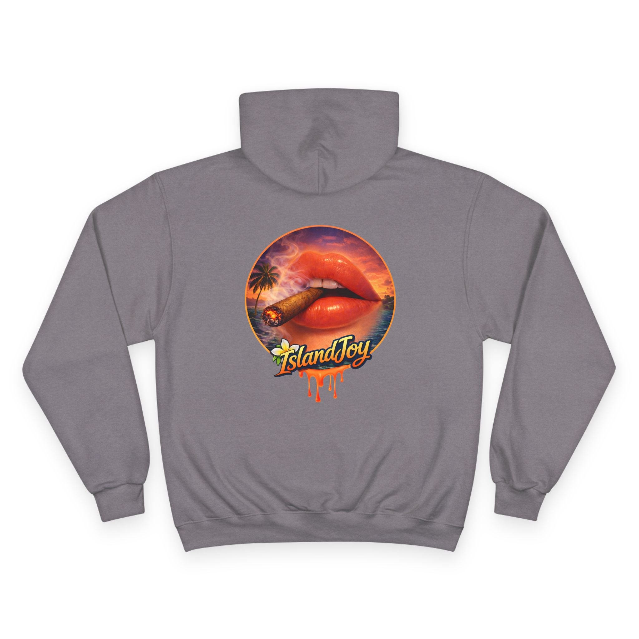 Island Joy Hoodie — Tropical Sunset Lips Graphic Champion Hoodie