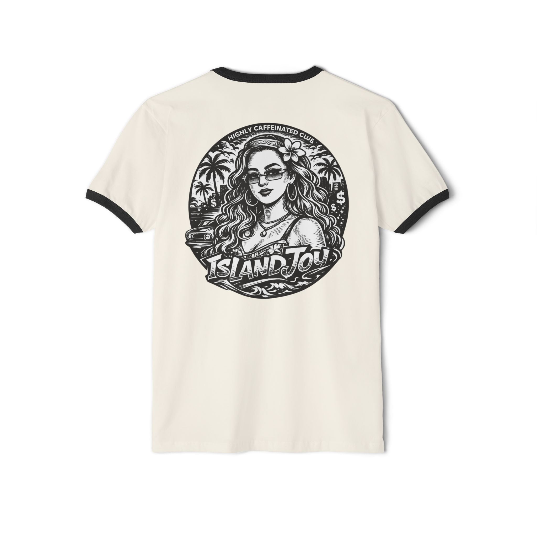 Island Jolie Ringer T-Shirt — Vintage Tropical Graphic Tee