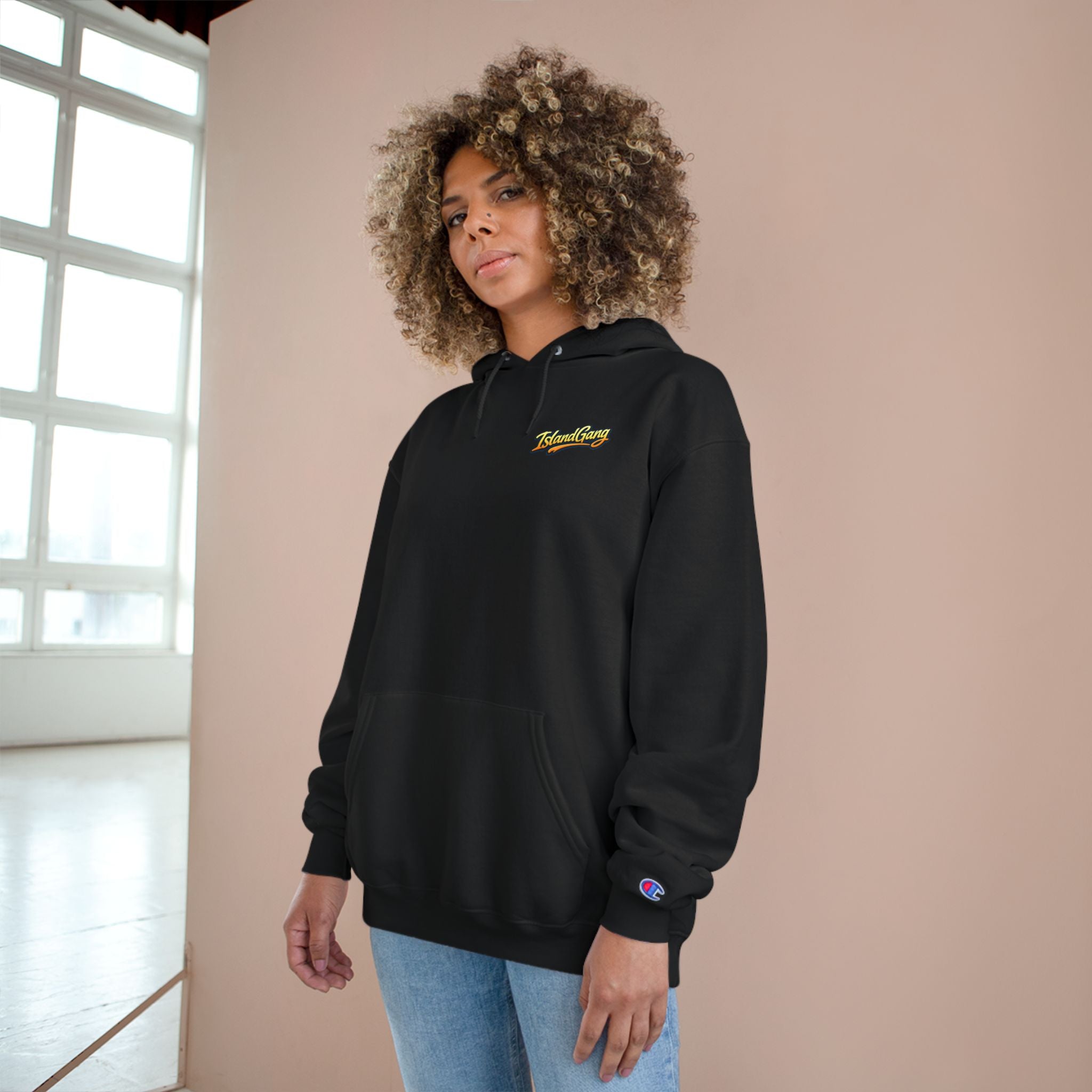 Island Joy Hoodie — Tropical Sunset Lips Graphic Champion Hoodie