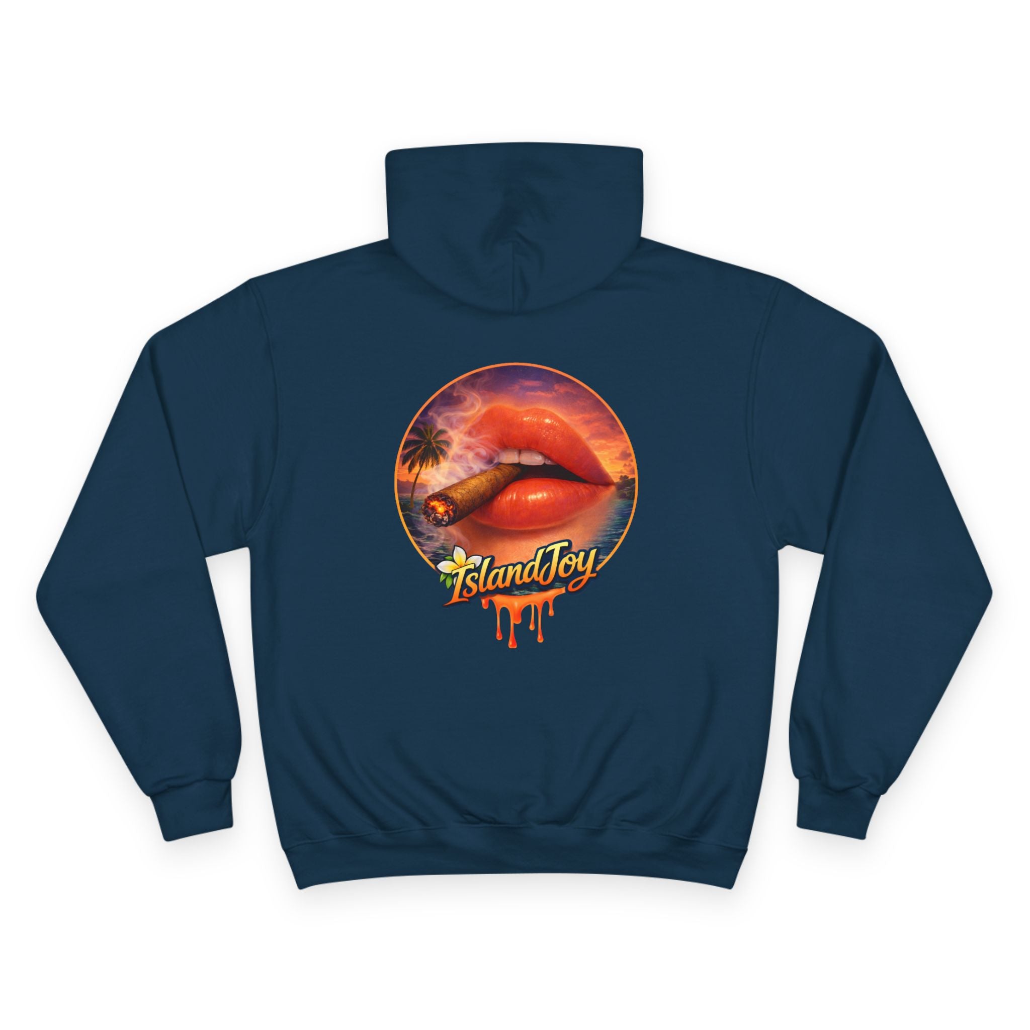 Island Joy Hoodie — Tropical Sunset Lips Graphic Champion Hoodie