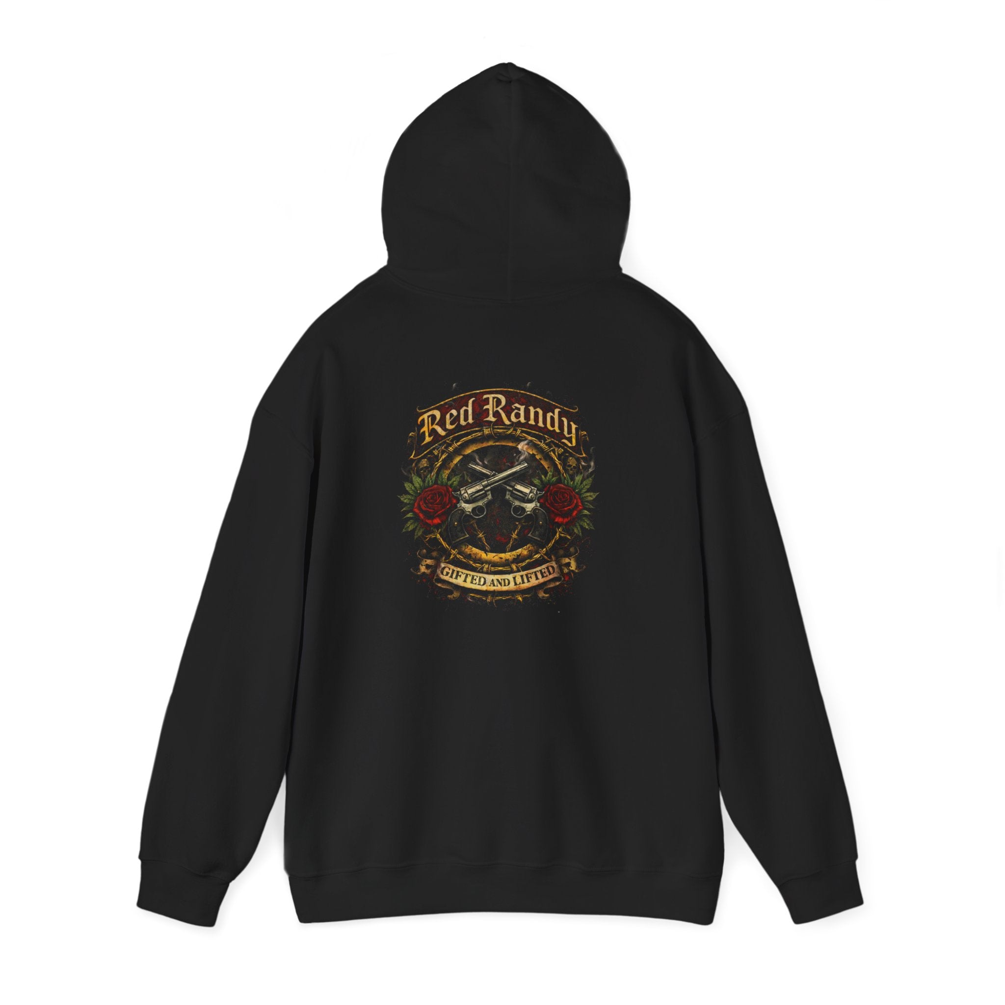 Red Randy Biker Hoodie — "C&C Fam" Skull & Roses Motorcycle Jacket Pullover