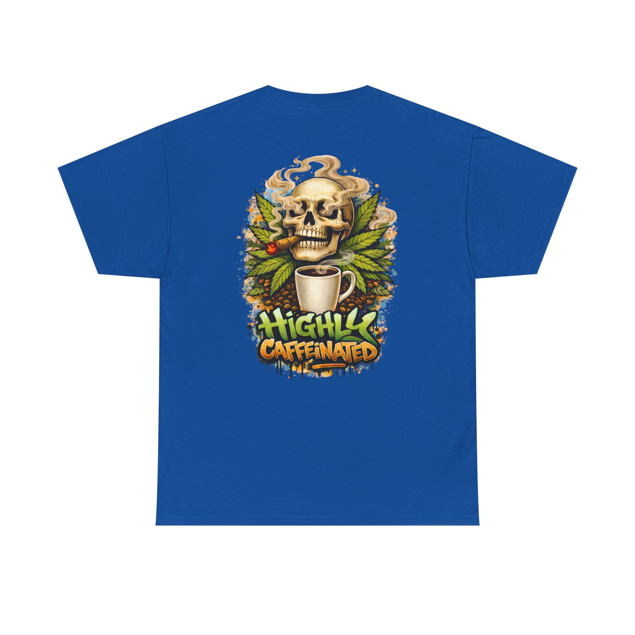 Coffee Skull Tee — "Highly Caffeinated" Graphic Shirt for Coffee Lovers