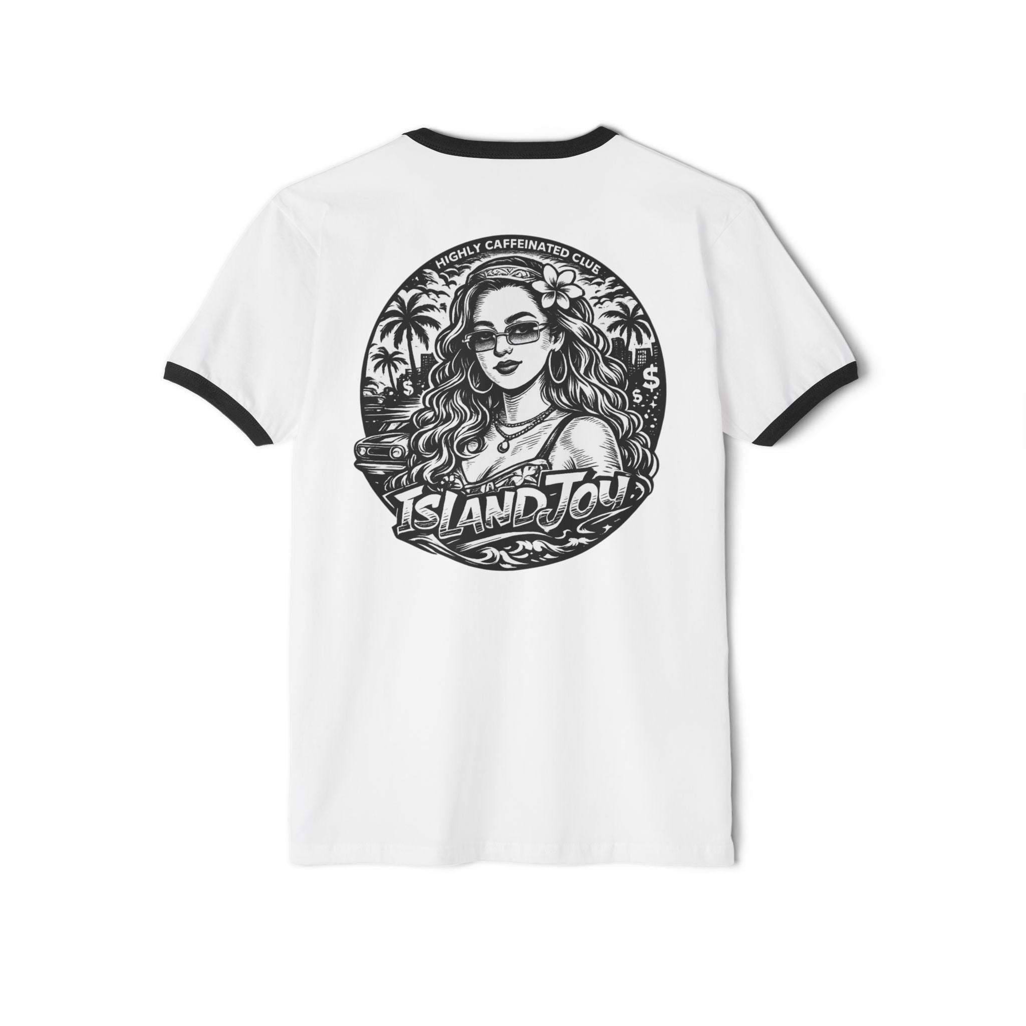 Island Jolie Ringer T-Shirt — Vintage Tropical Graphic Tee