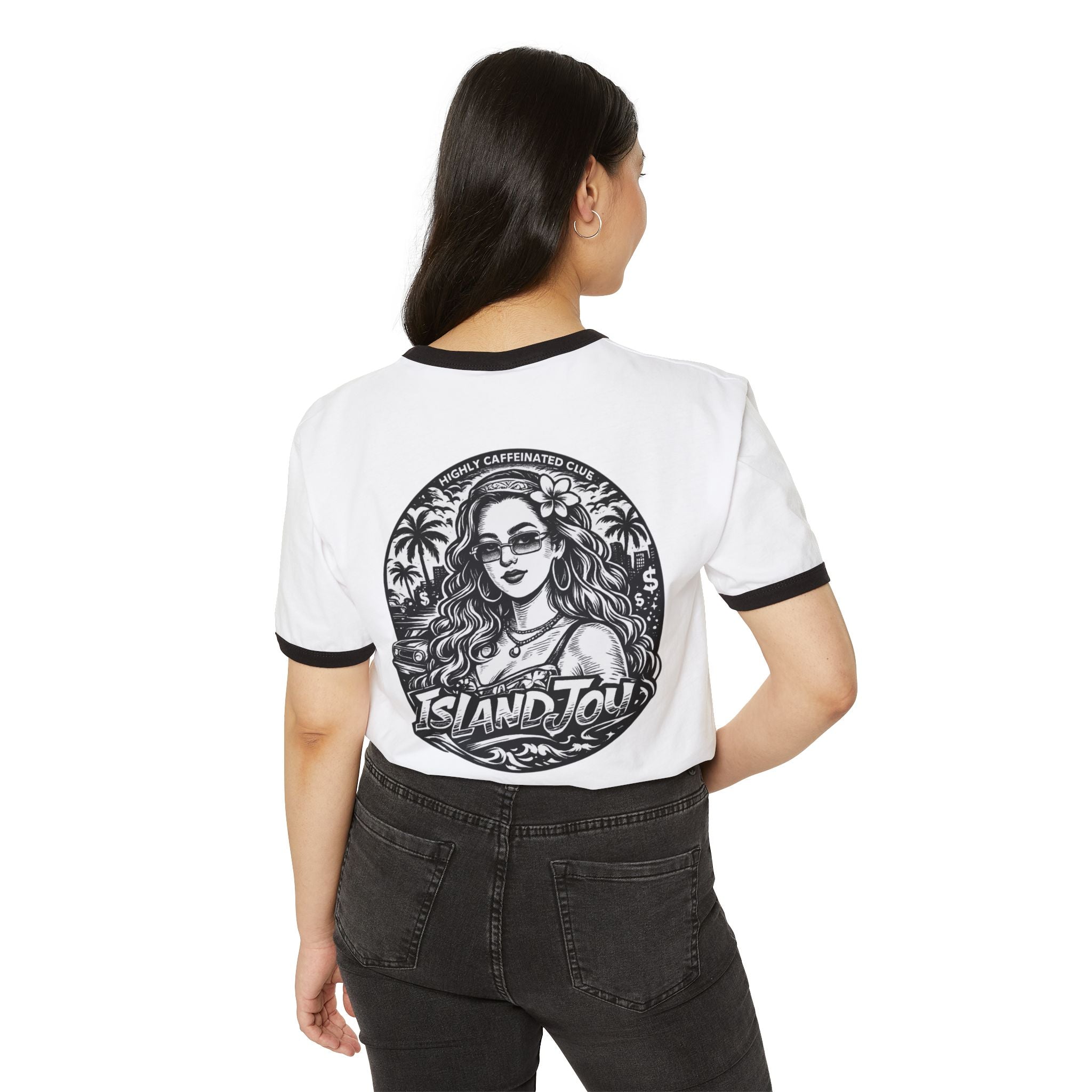 Island Jolie Ringer T-Shirt — Vintage Tropical Graphic Tee