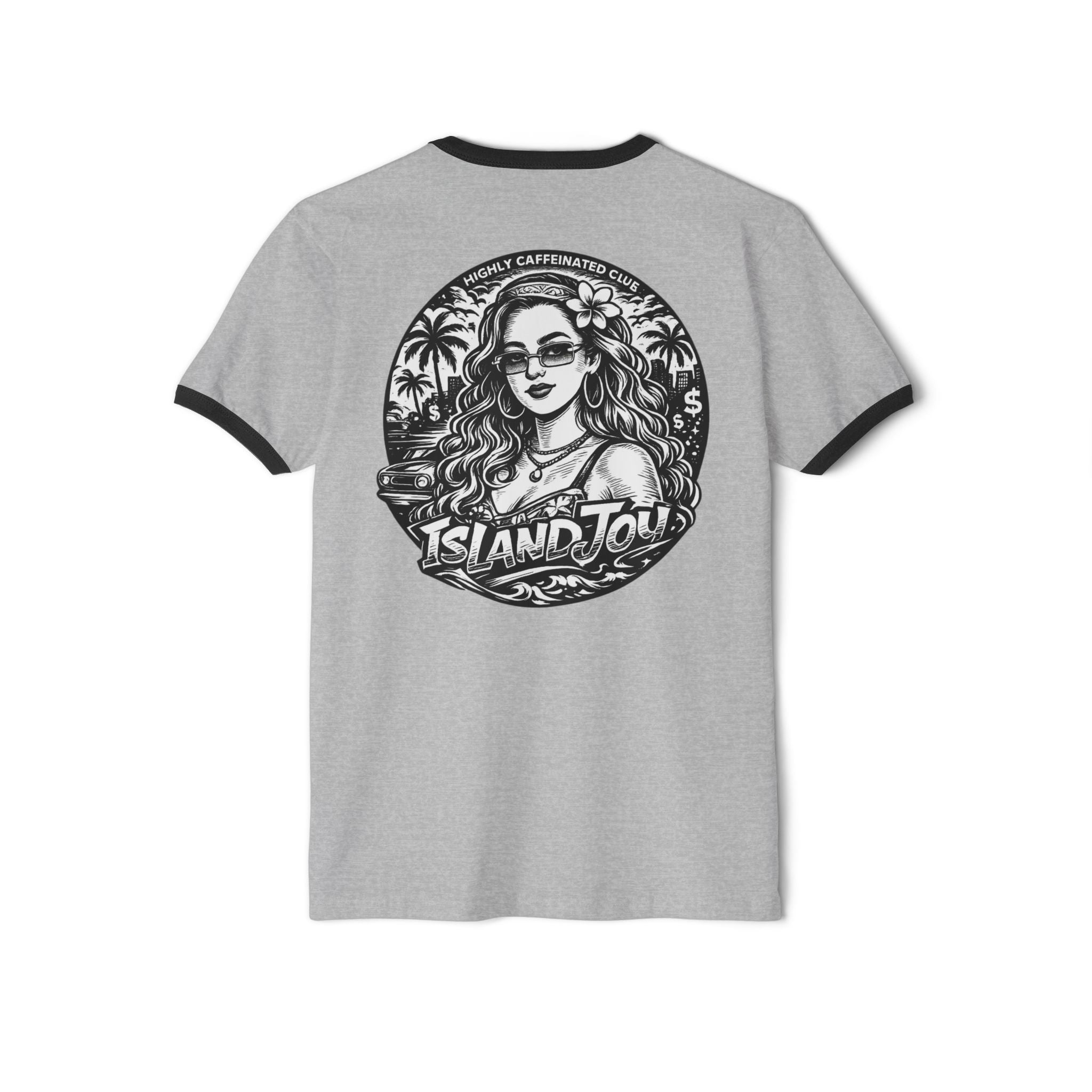 Island Jolie Ringer T-Shirt — Vintage Tropical Graphic Tee