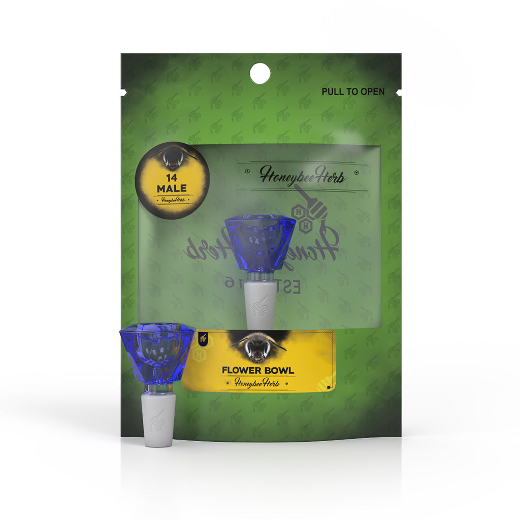 Honeybee Herb Green Line Gemstone Bowl Piece - 14mm Male