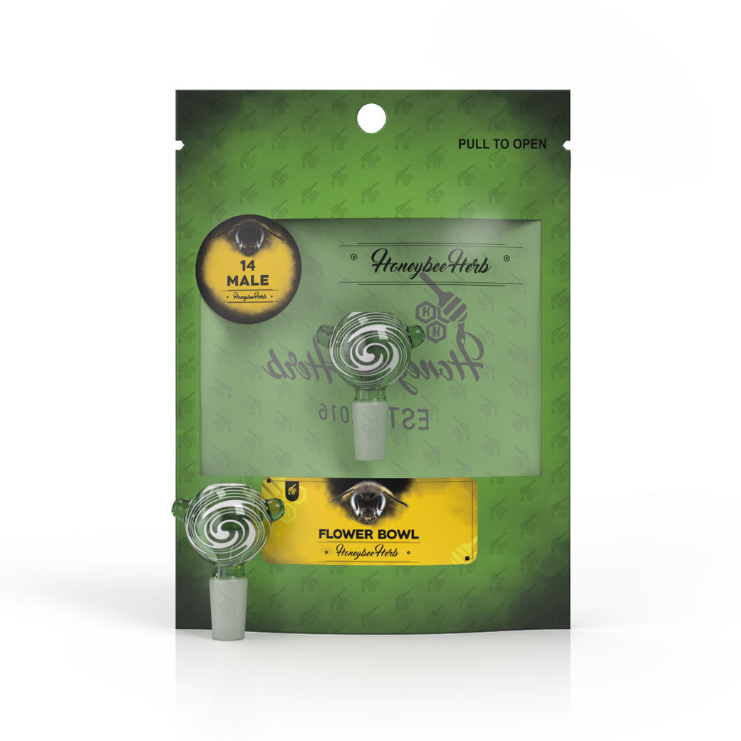 Honeybee Herb Green Line Hypnotic Bowl Piece - 14mm Male